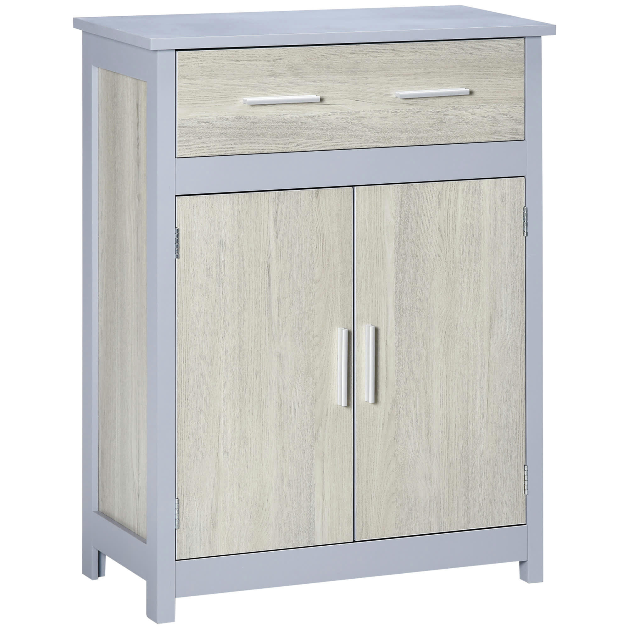 - Meuble bas salle de bain - tiroir, 2 portes - gris aspect chêne clair