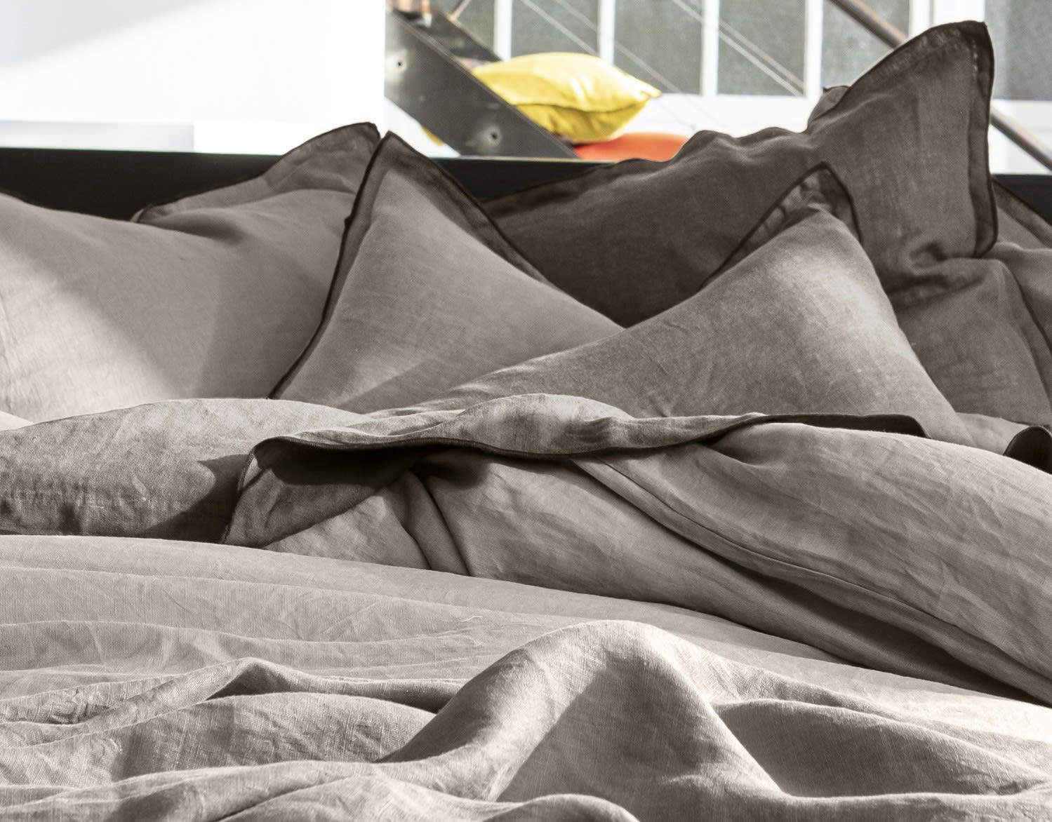 BEIGE - Housse de couette lin lave beige 220x240 cm