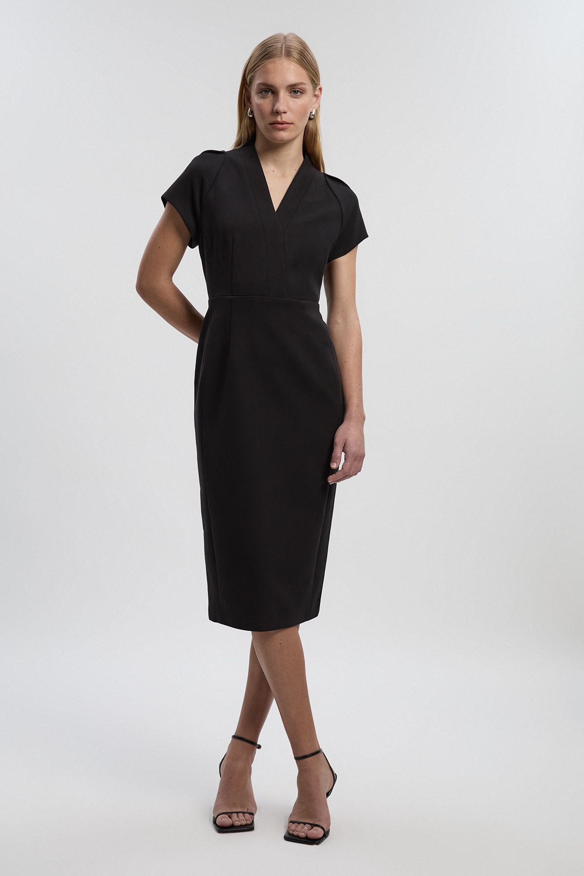 KarenMillen Structured Crepe Forever Pencil Midi Dress
