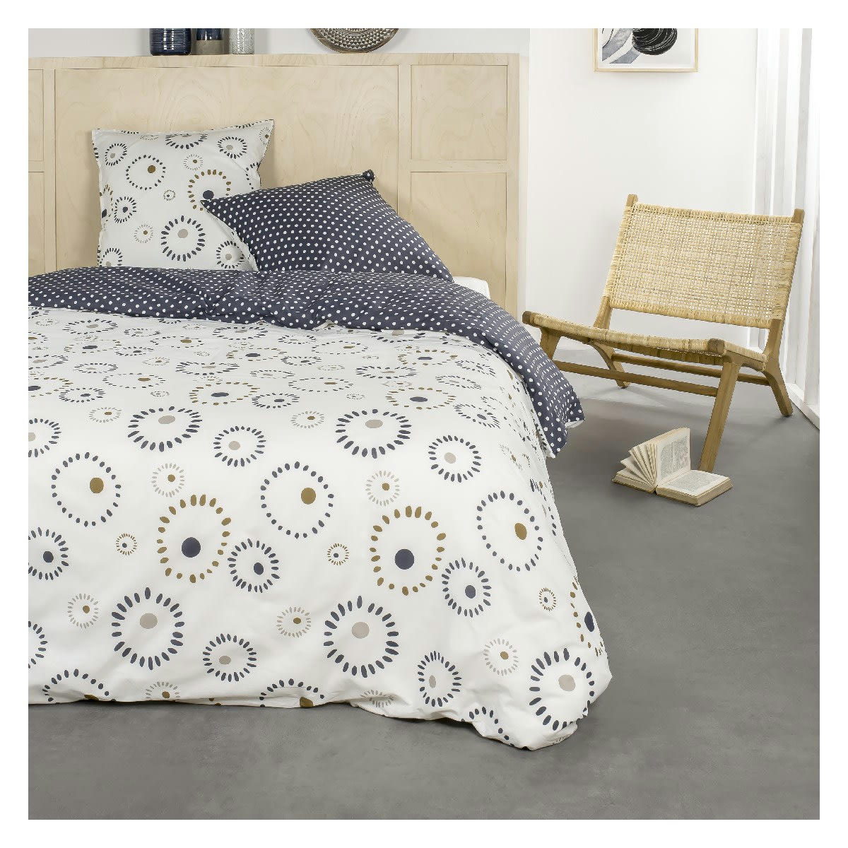 SUNSHINE ALICE - Parure de lit 2 personnes imprimé en Coton Beige 240x260 cm