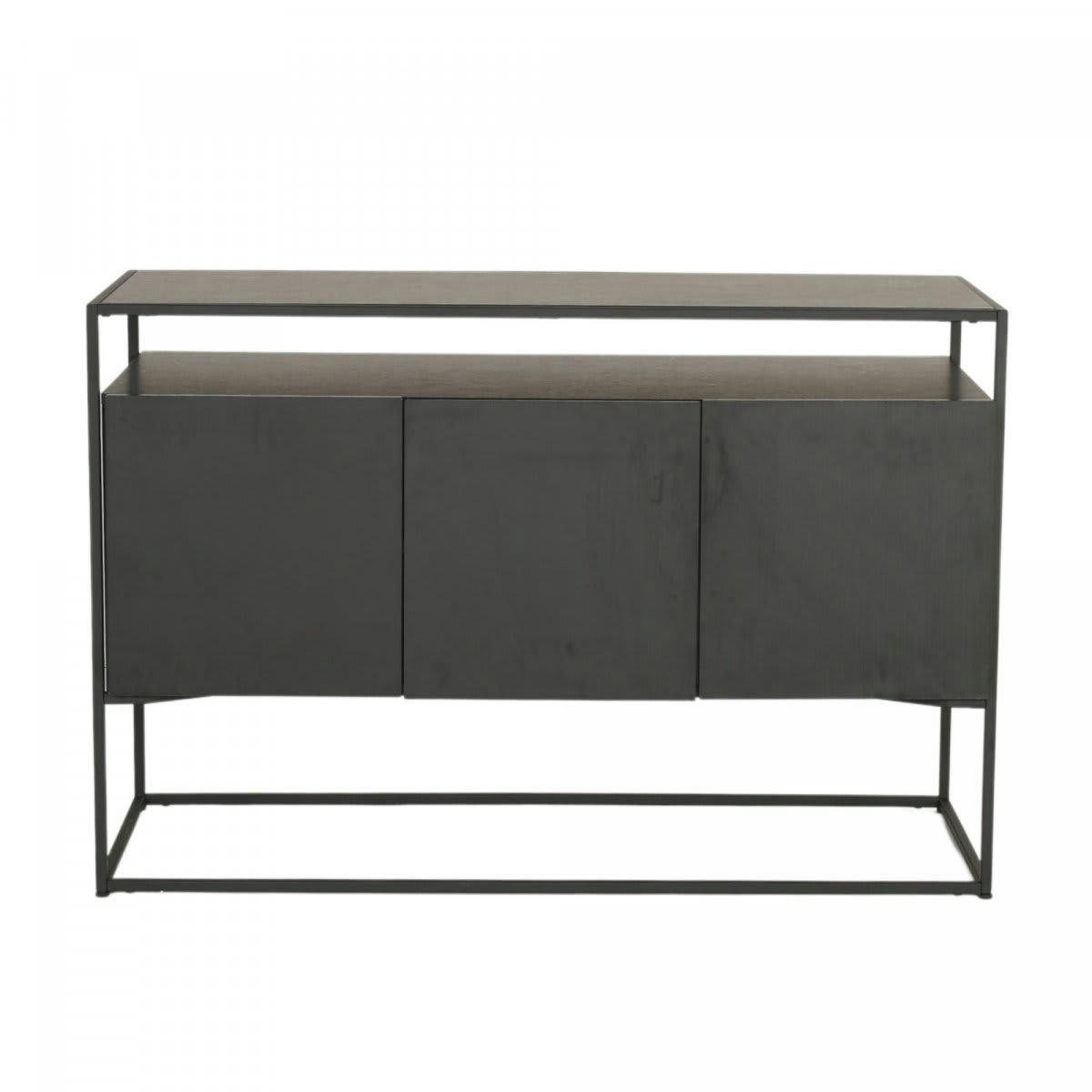 FRIMY - Buffet bas 3 portes en bois et métal noir noir