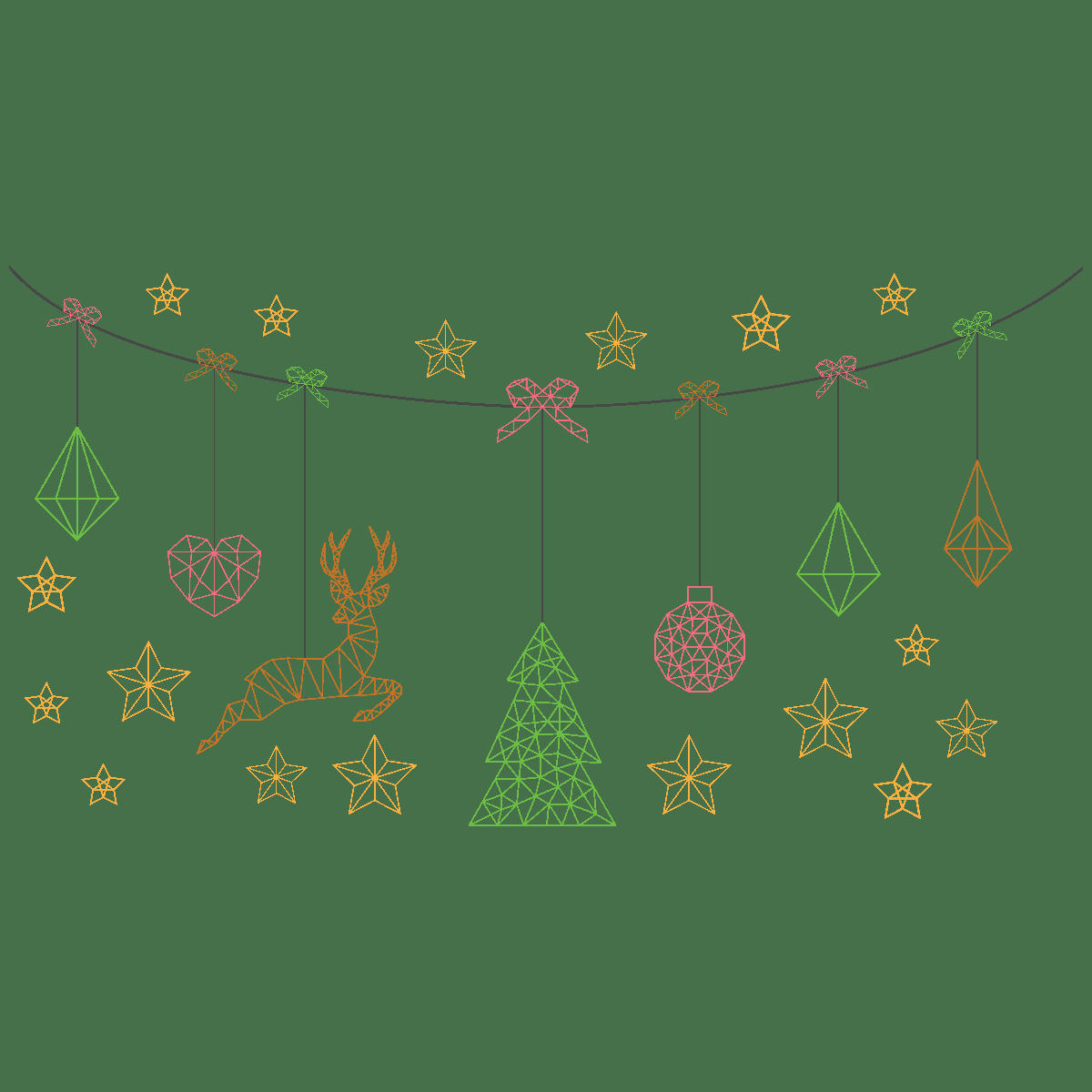 - Sticker Noël guirlande de noël origami 30 x 55 cm