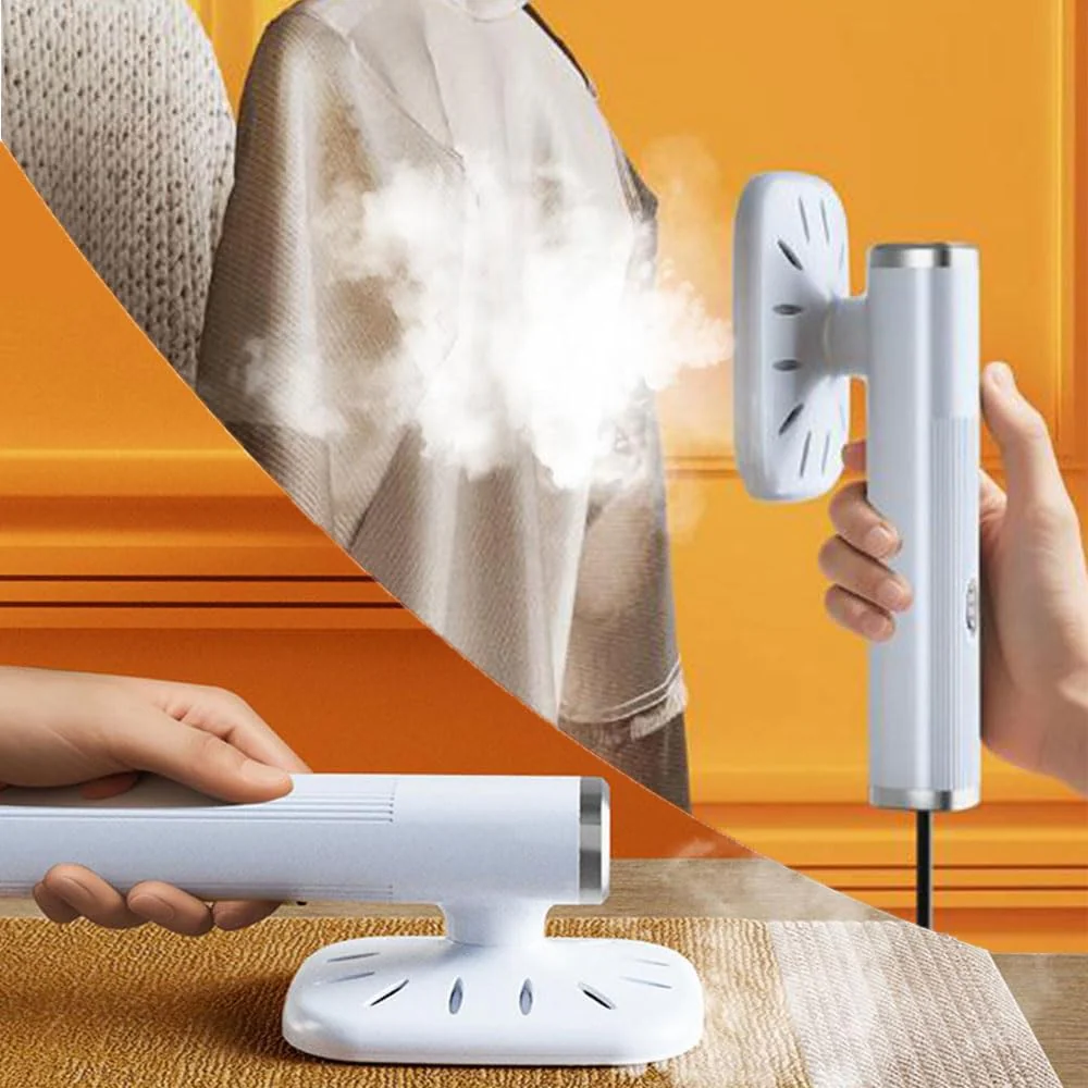 Portable Handheld Mini Ironing Machine, 180��Rotatable Handheld Steam Iron, Foldable Travel Garment Steamer, Professional Micro Steam Iron for Fabric Clothes,Good for Home and Travel (Black)(White)