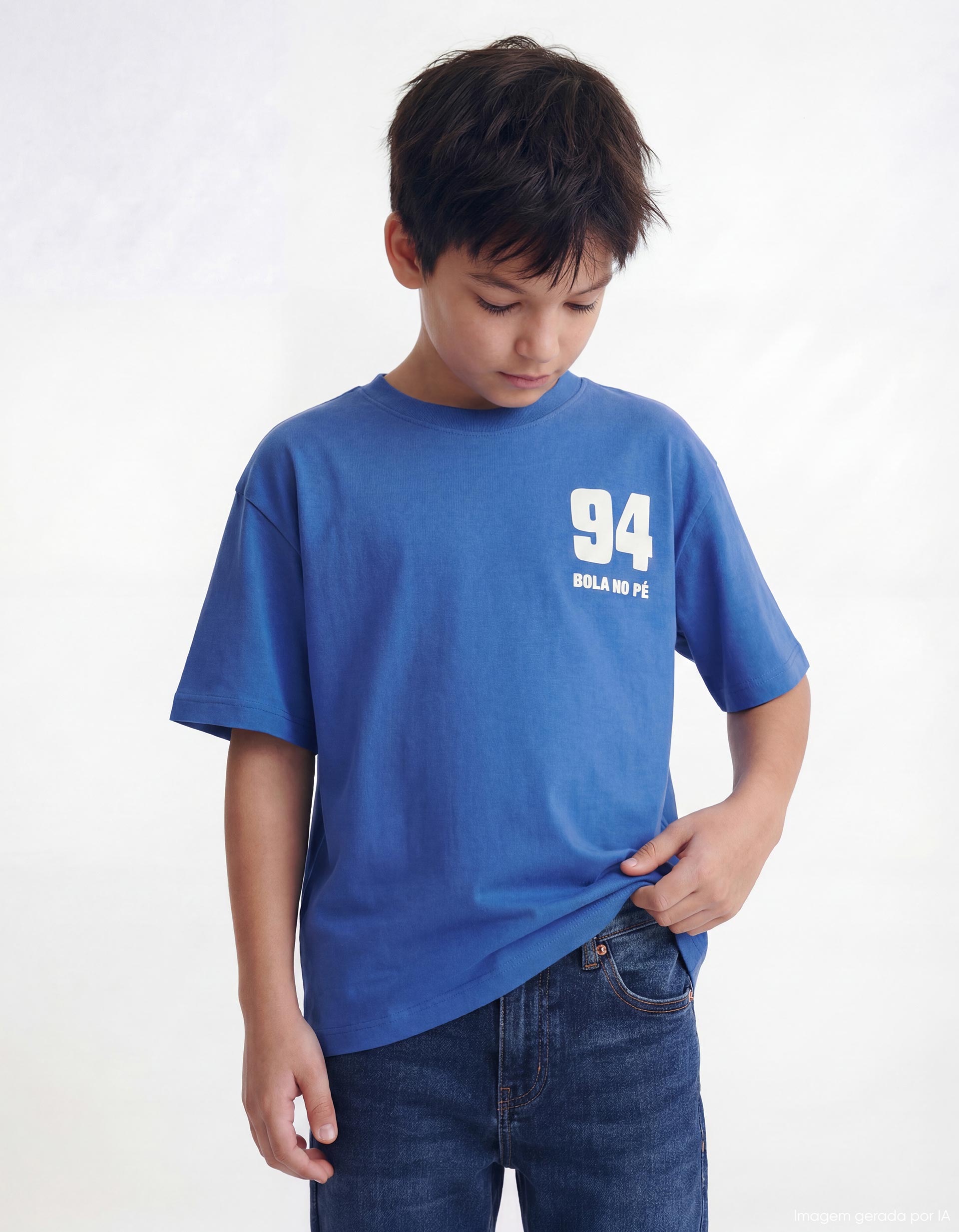 T-shirt Estampado, Menino, Azul