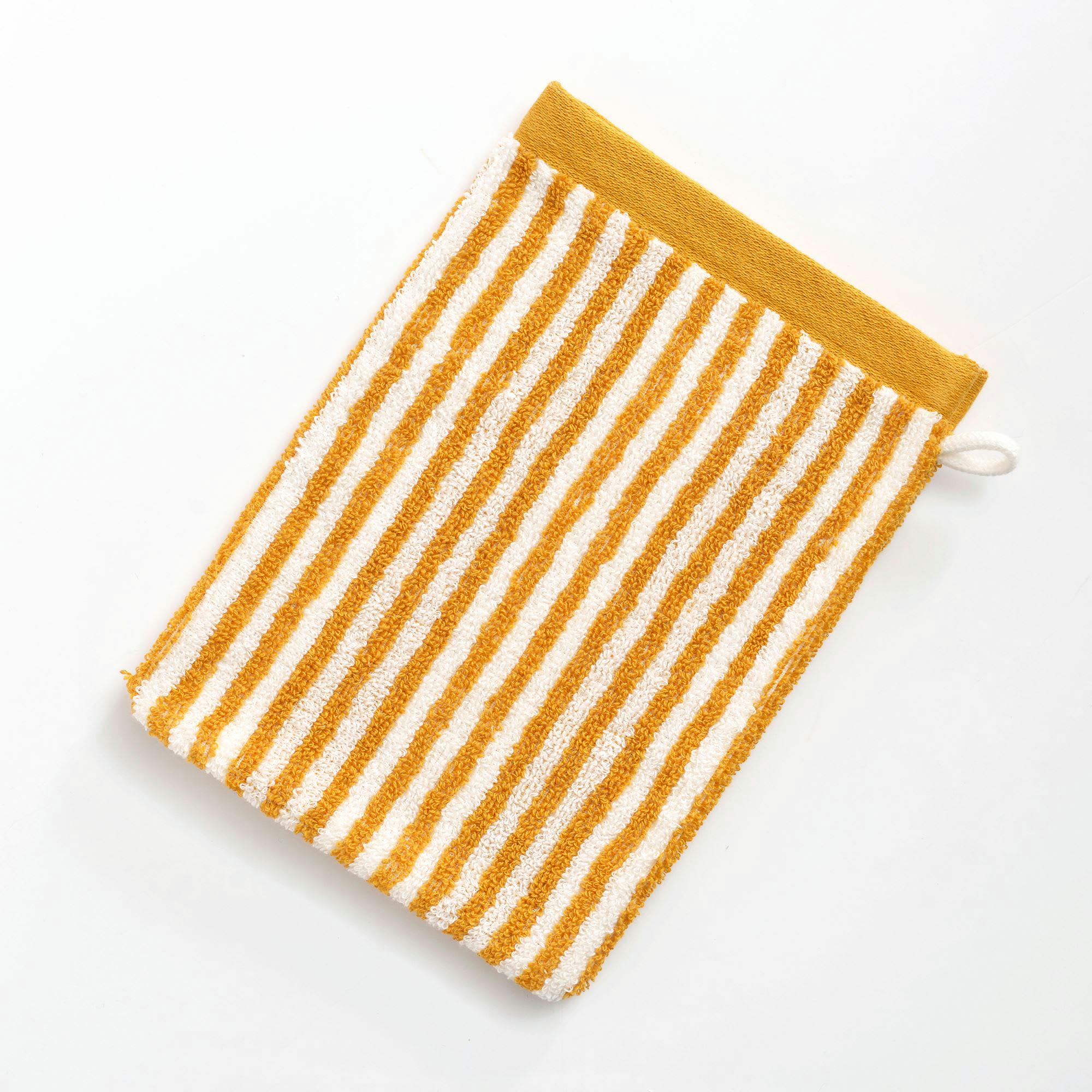 CHARLIE - Lot de 2 gants de toilette 15x21 jaune ocre en coton 450 g/m²