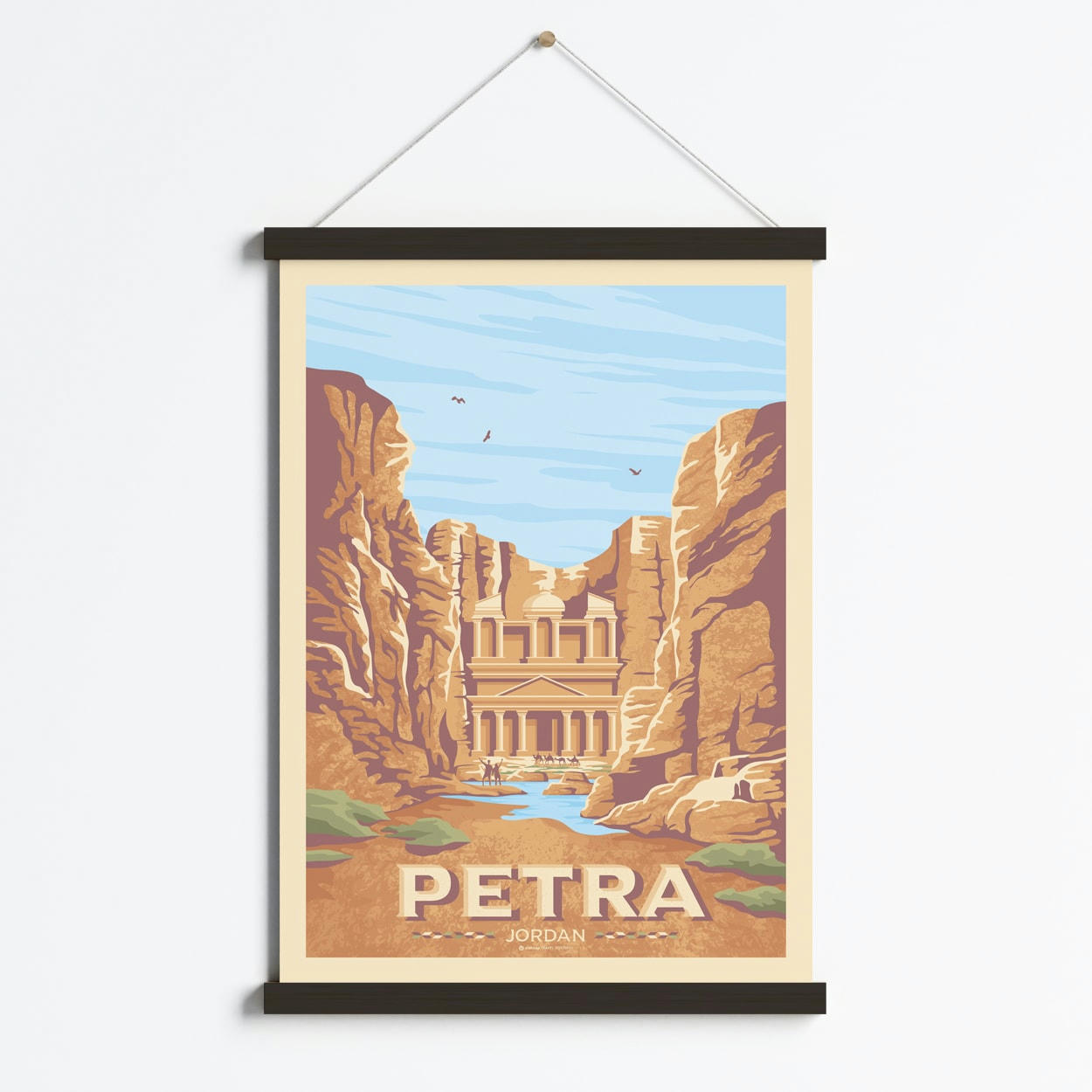 - Affiche Petra Jordanie + Cadre Magnétique (Bois Noir) 50x70 cm
