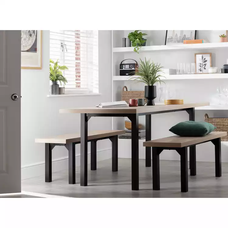 Habitat Zayn Birch Dining Table & 2 Birch Benches