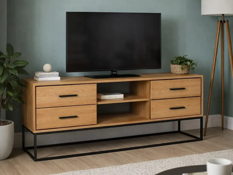 Szafka RTV Sydney II drewniana loft, kolor dębowy