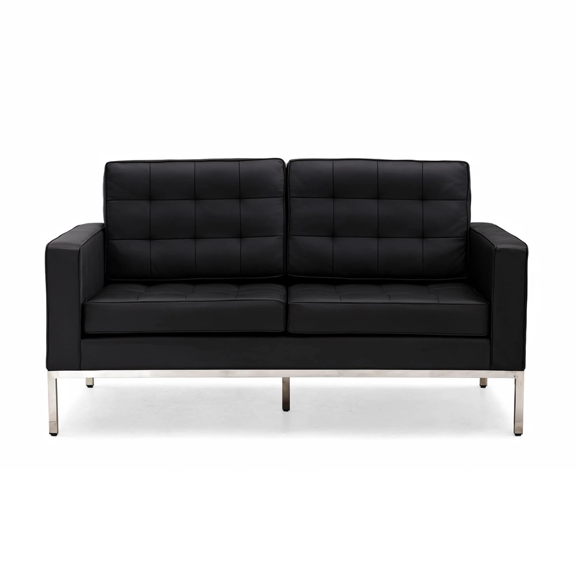 Black Leatherite Nailheads Florence 33''-83''W Multi-seat Sofa
