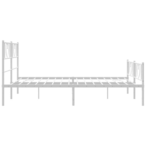 NNEVL Metal Bed Frame with Headboard and Footboard White 150x200 cm