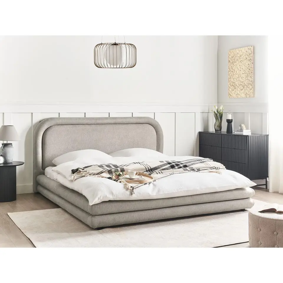 LAVARDENS - Bed - Taupe - 180 x 200 cm - Kunstlinnen
