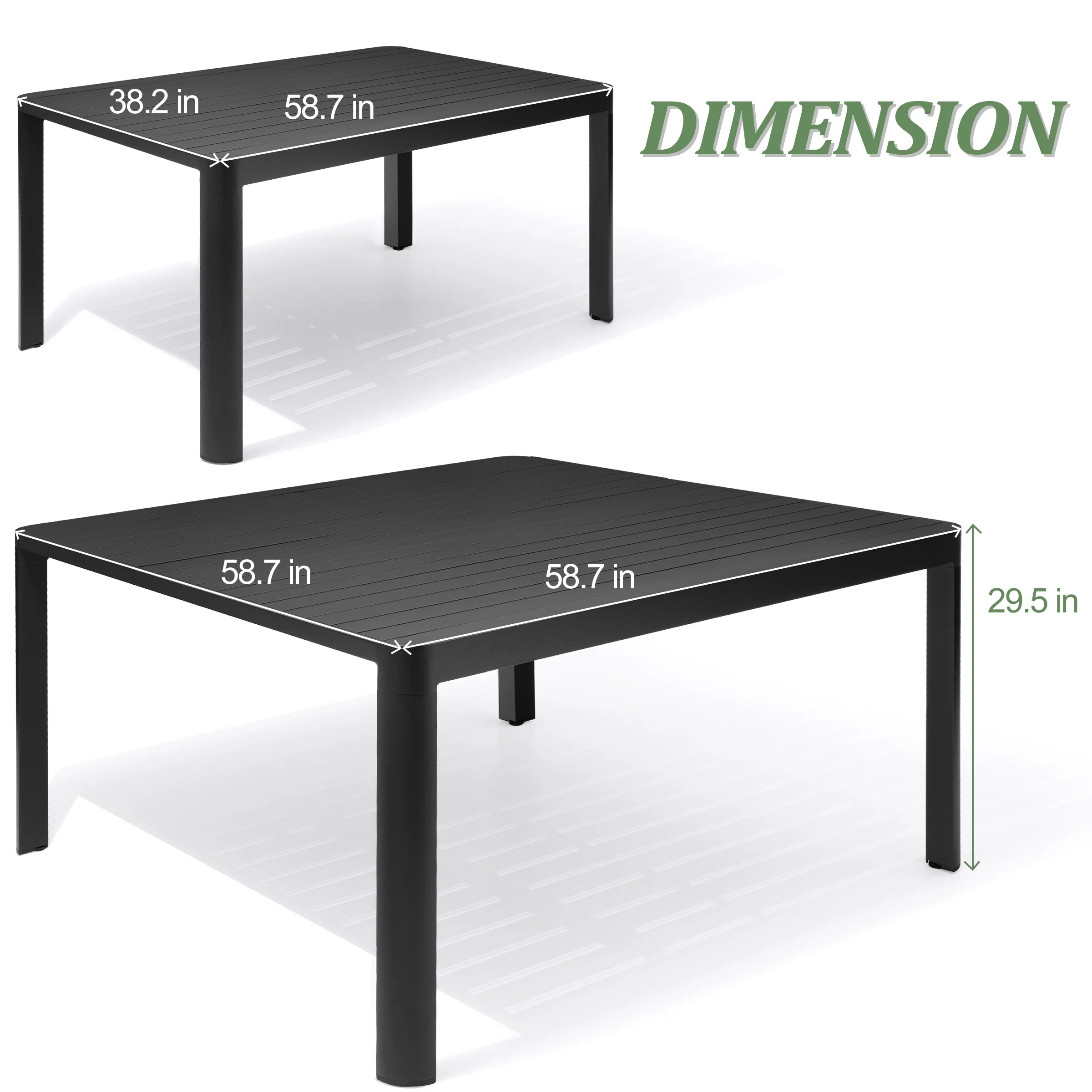 VredHom Outdoor Patio Aluminum Expandable Dining Table - 38.2 / 58.7 (W) x 58.7 (L) x 29.5 (H)