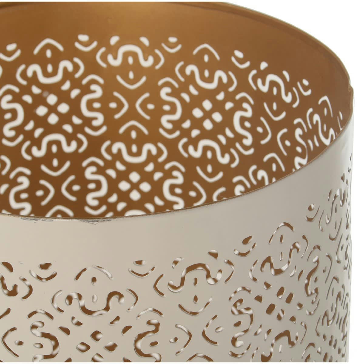 AJOURÉ - Porte parapluie rond en métal blanc et doré H49cm