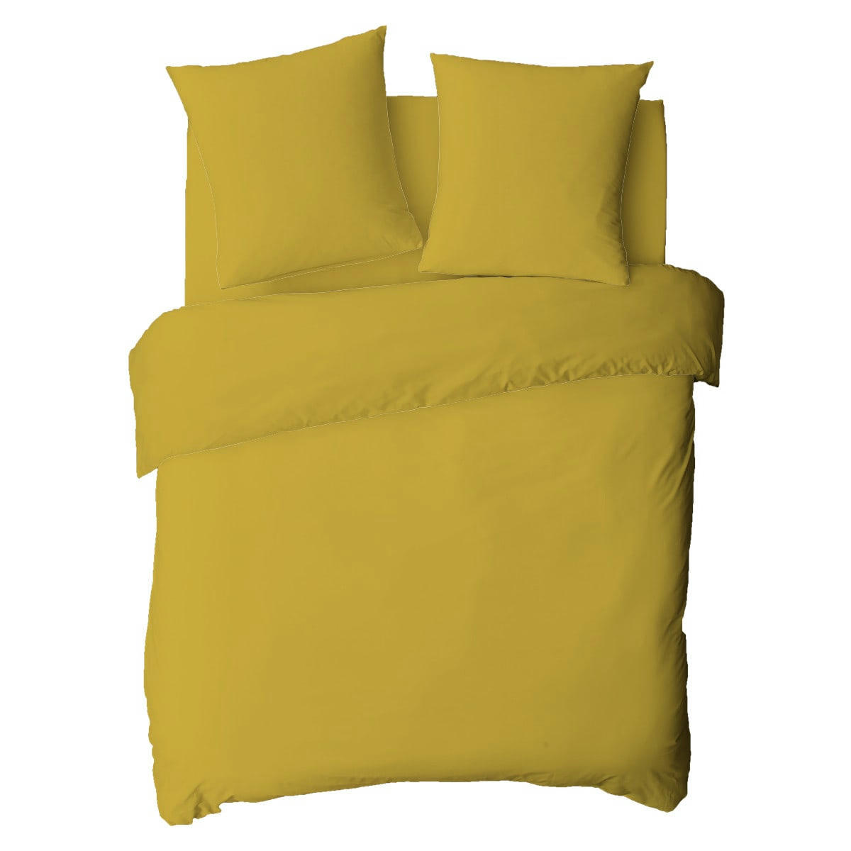 COTON UNIS - Housse de couette coton  unie moutarde 140x200cm