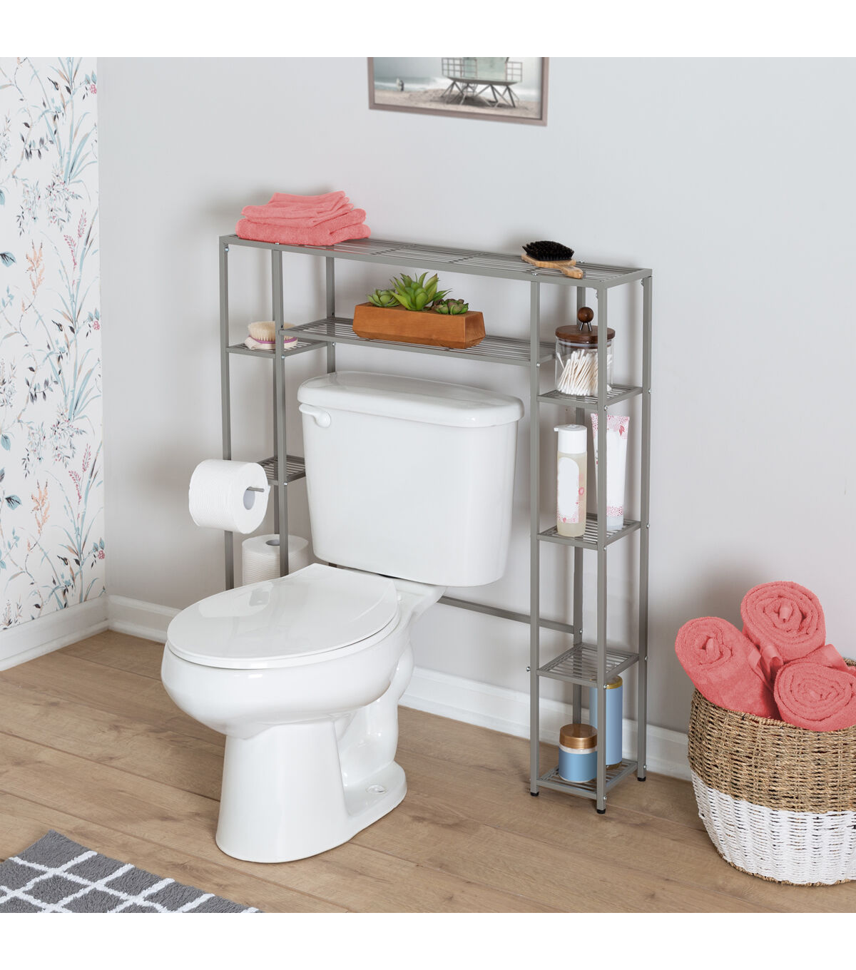 Honey Can Do 34 x 38.5 Nickel 10 Shelf Over the Toilet Space Saver