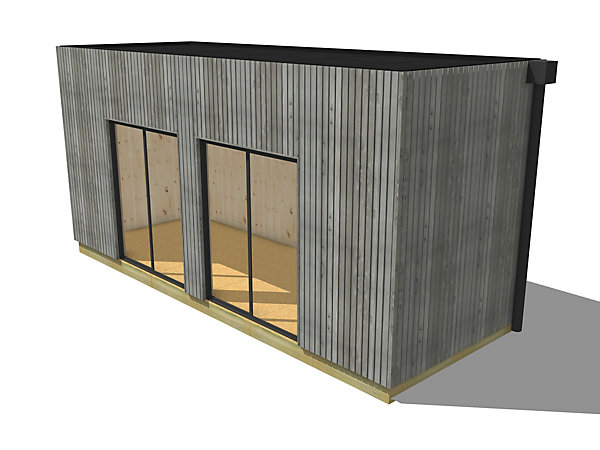 Bureau de jardin 4 saisons en bois 6,6 x 2,4 x 3,2 m / isolation RE2020 avec plancher isolé / menuiseries alu k-line