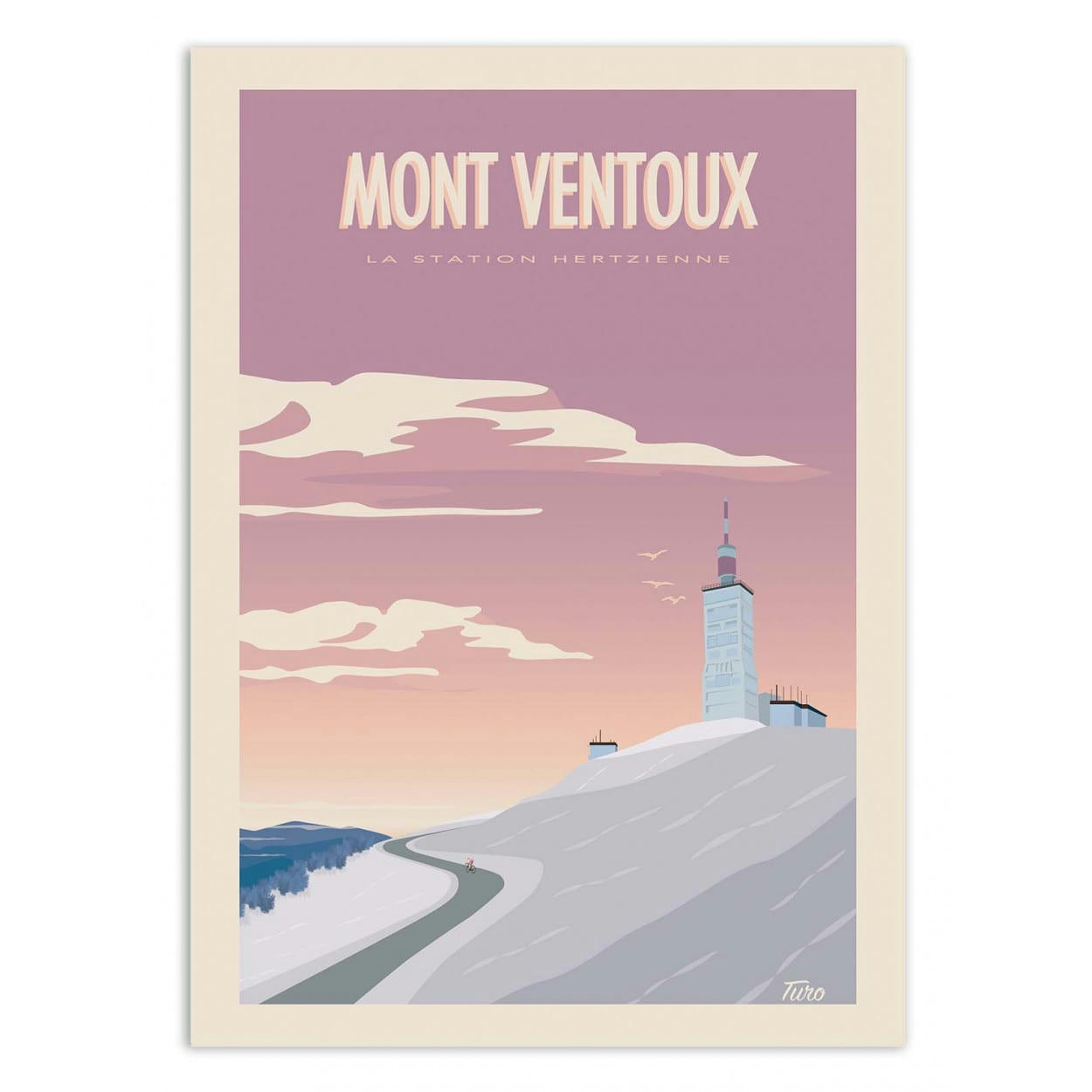 TUROMEMORIESSTUDIO - MONT VENTOUX - TURO - Affiche d'art avec Cadre bois noir - 30 x 40 cm
