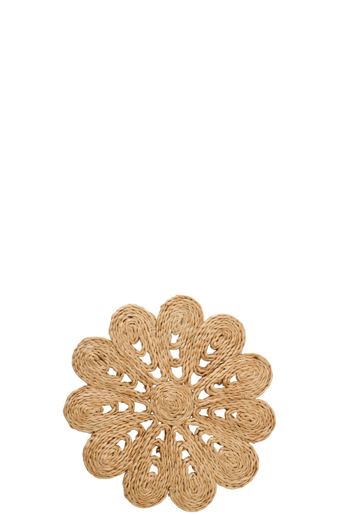 J-Line onderzetter Bloem - jute - naturel - 2 stuks