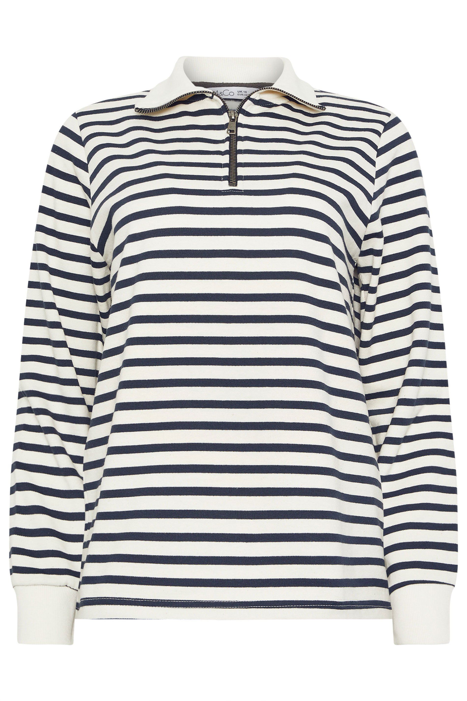M&Co Stripe Quarter Zip Sweatshirt