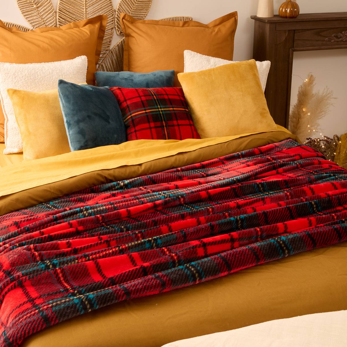 Printed Flannel Throw "Brody" Red, 230x180 cm