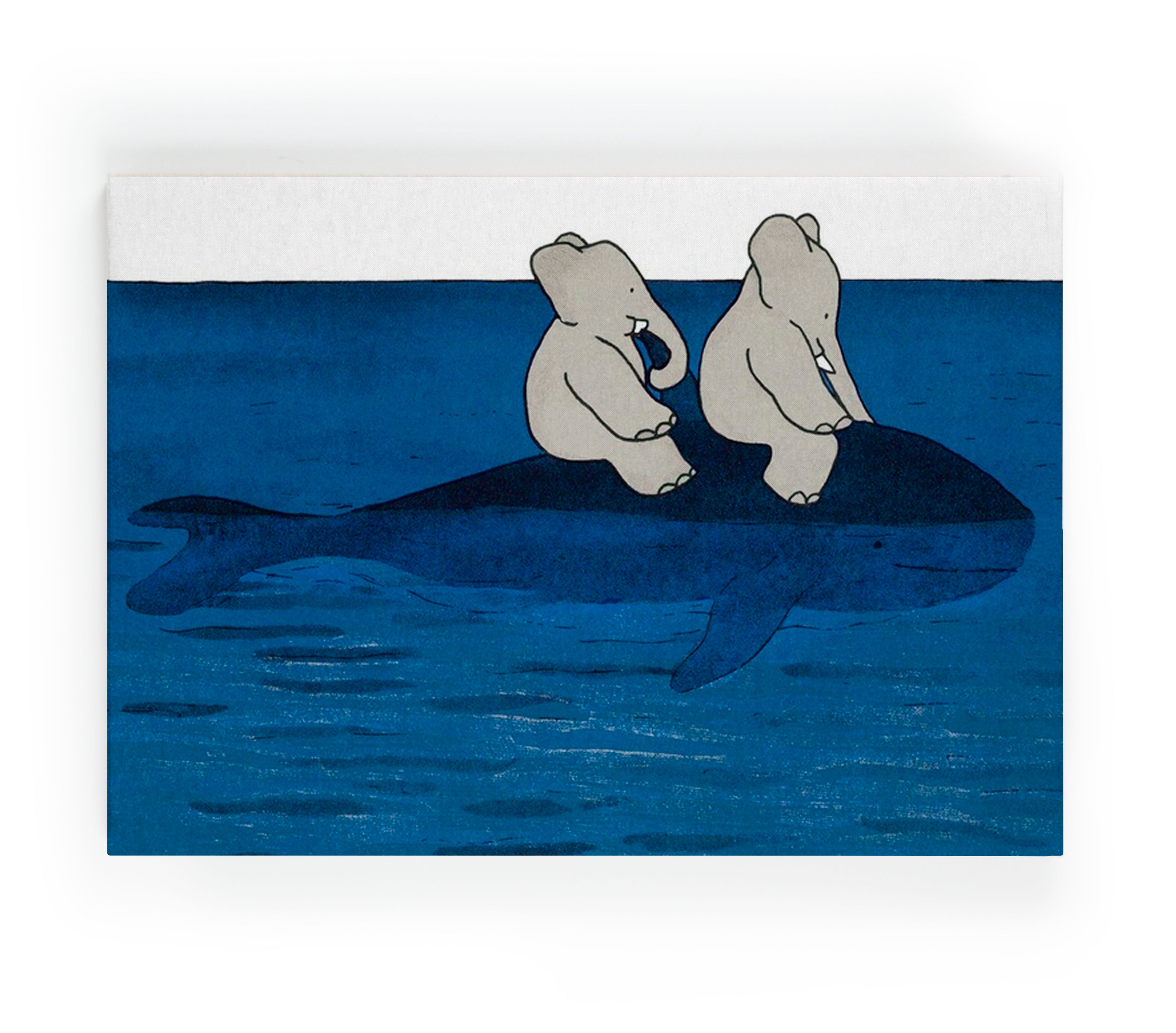 Canvas 60x40 Afdruk Olifant en Walvis