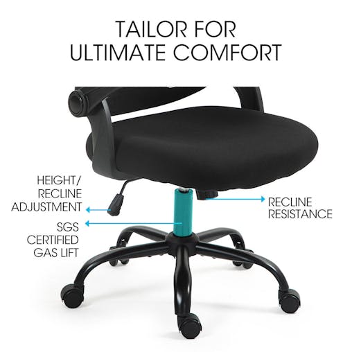 NNEMB Ergonomic Office Desk Chair, Coolmesh Fabric, Adjustable Recline, Black Mesh/Black Frame