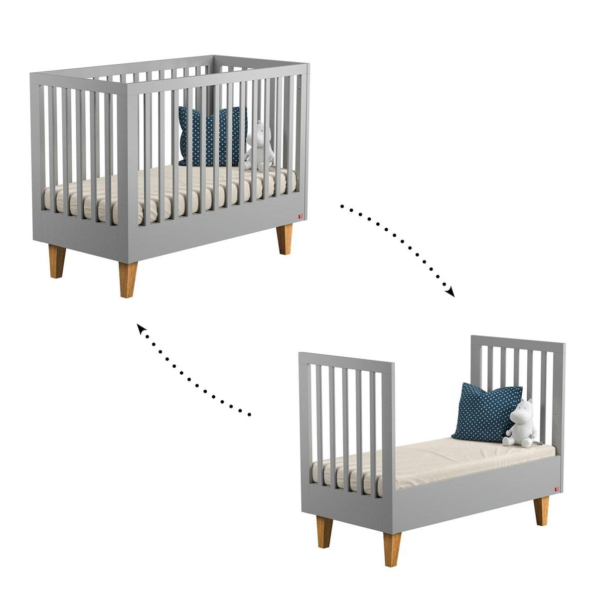 LOUNGE - Lit évolutif 70x140 gris