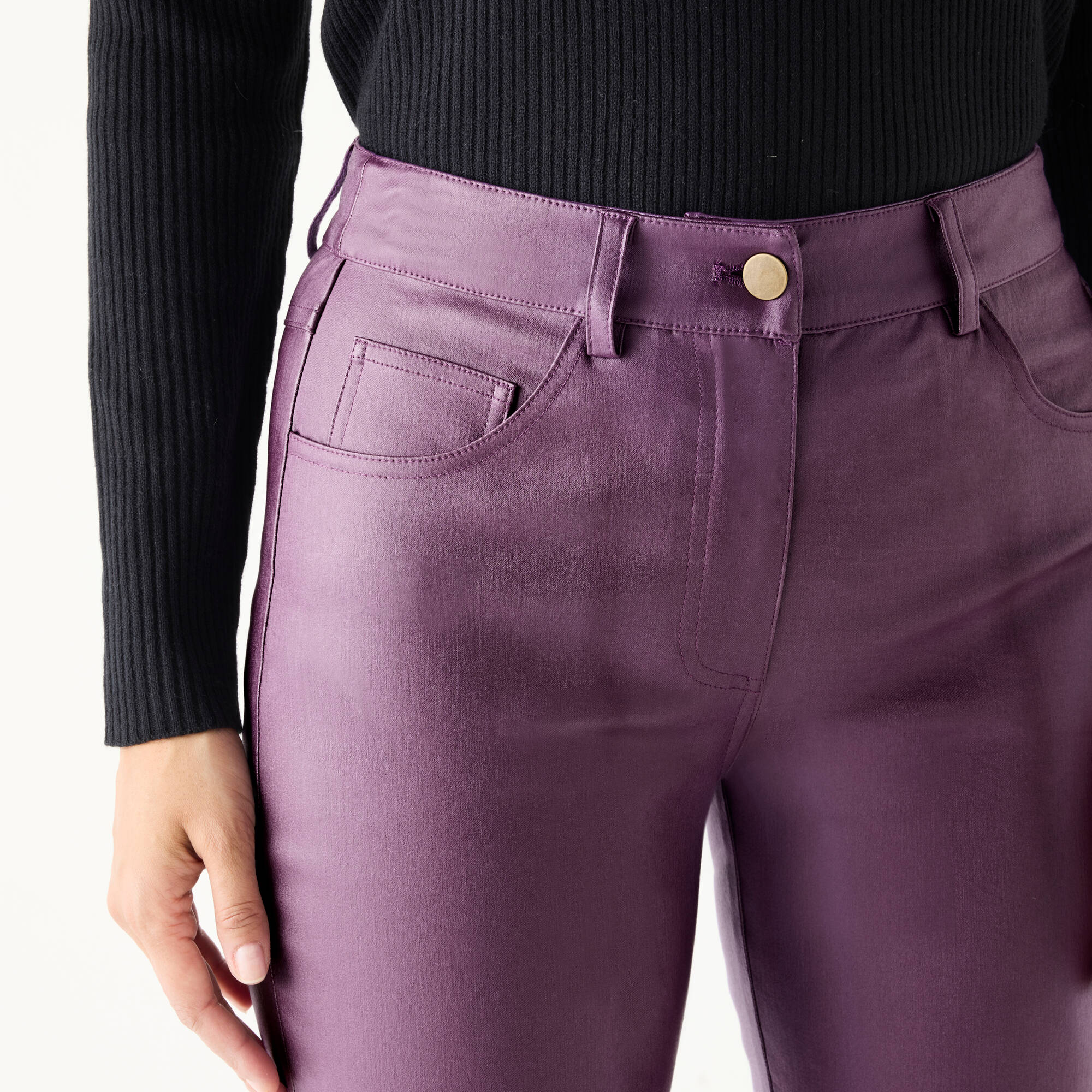 Pantalon droit enduit