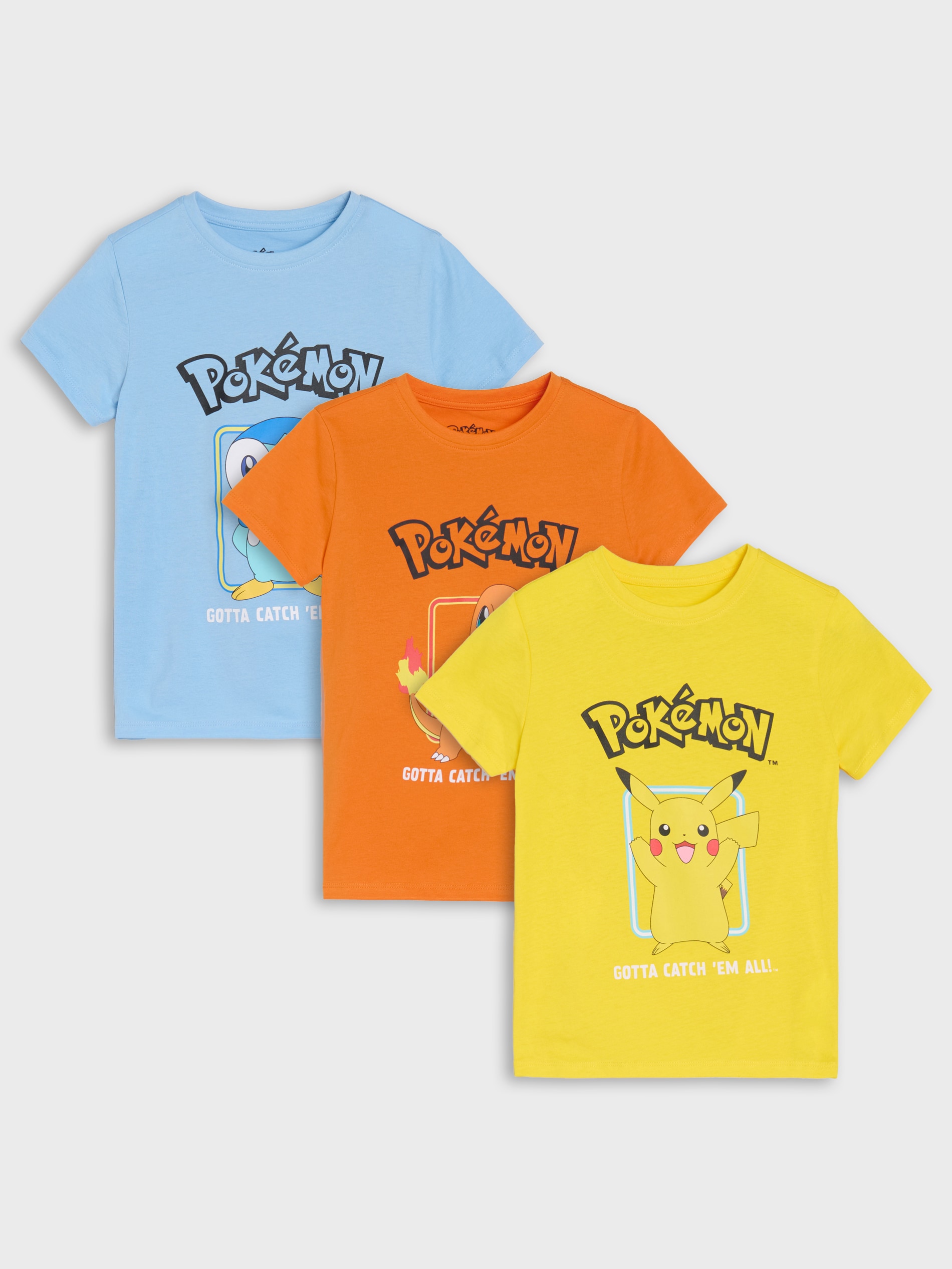 Bawełniane koszulki z nadrukiem Pokémon 3 pack