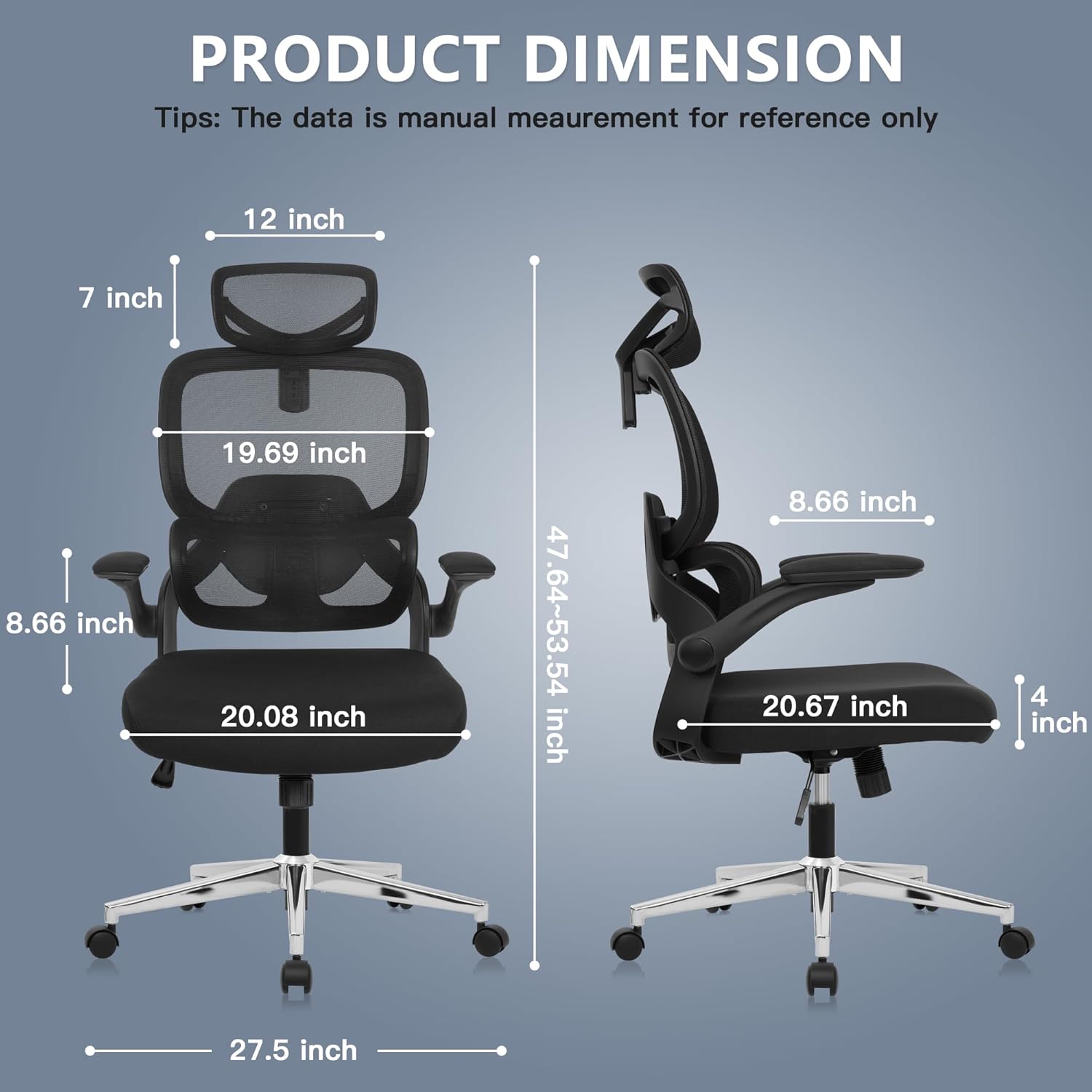 Adjustable Office Chair Computer Chair Ergonomic Desk Chair with Lumbar Support and Headrest High Back Executive Chair with Rolling Function for Home Office Computer Task Seating