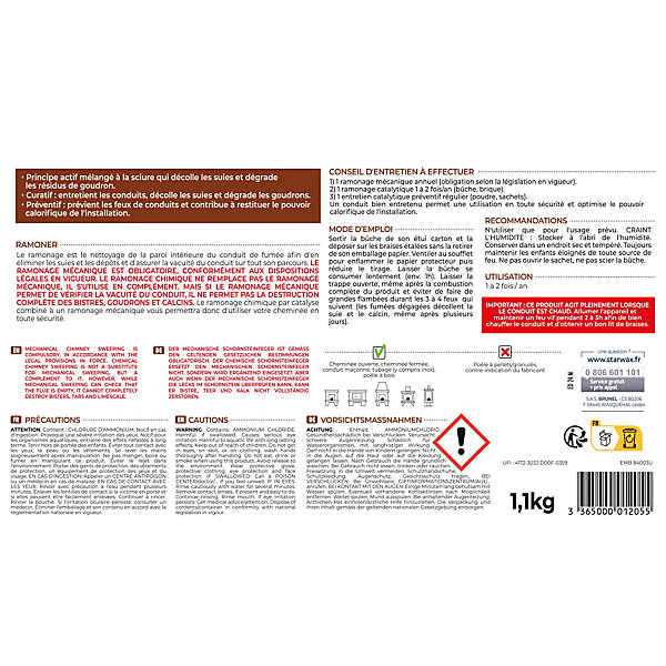 Bûche de ramonage Starwax 001205 pour poêle et cheminée bois PEFC