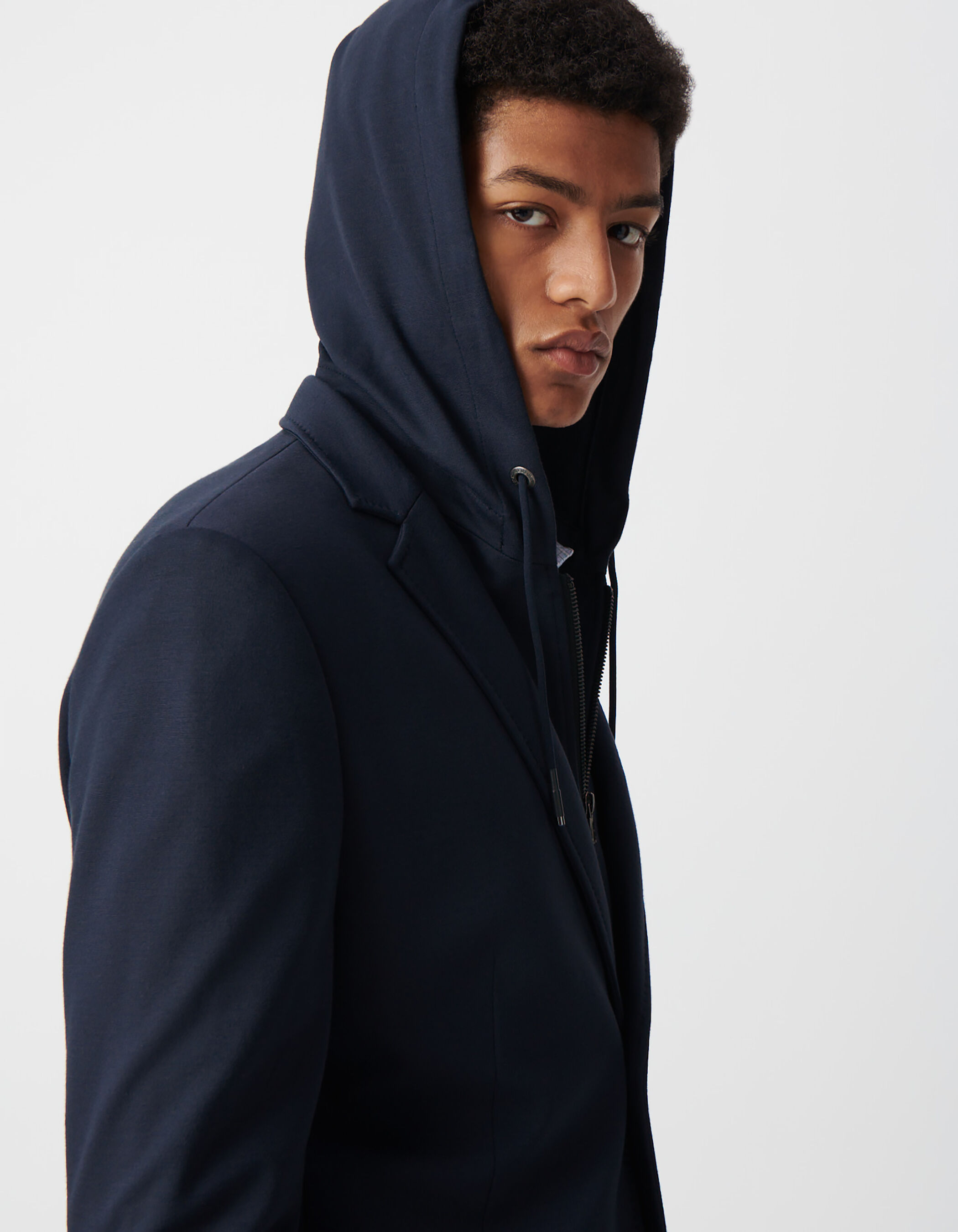 Veste marine avec parementure amovible Homme