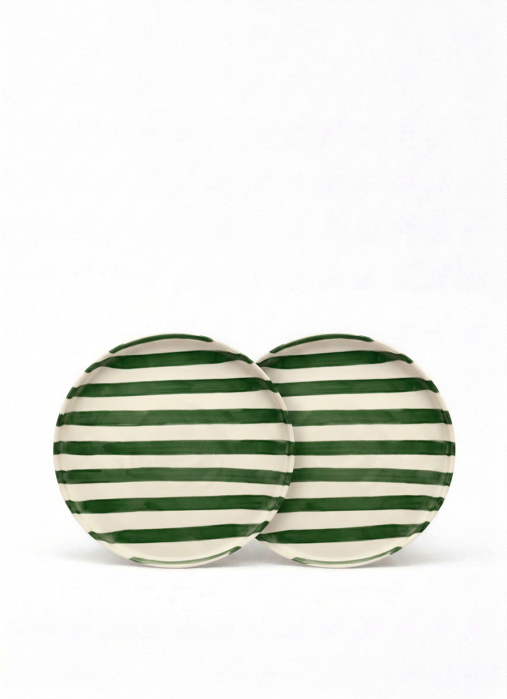 vtwonen - Lunchbord - Strepen - Groen - Set van 2 - Keramiek - 20cm