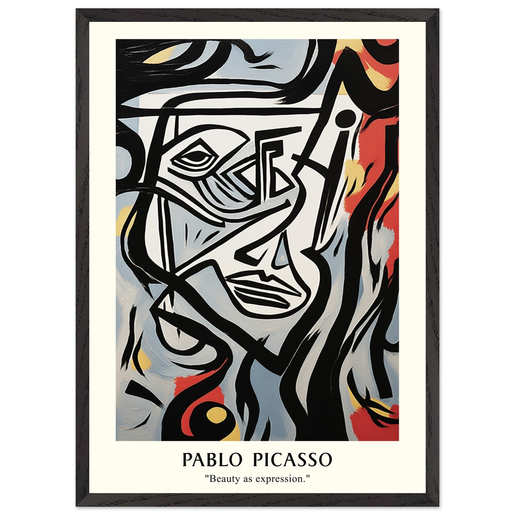 Artfulprints Poster met Lijst Pablo Picasso - Beauty as expression  - 50x70 cm - Meerkleurig