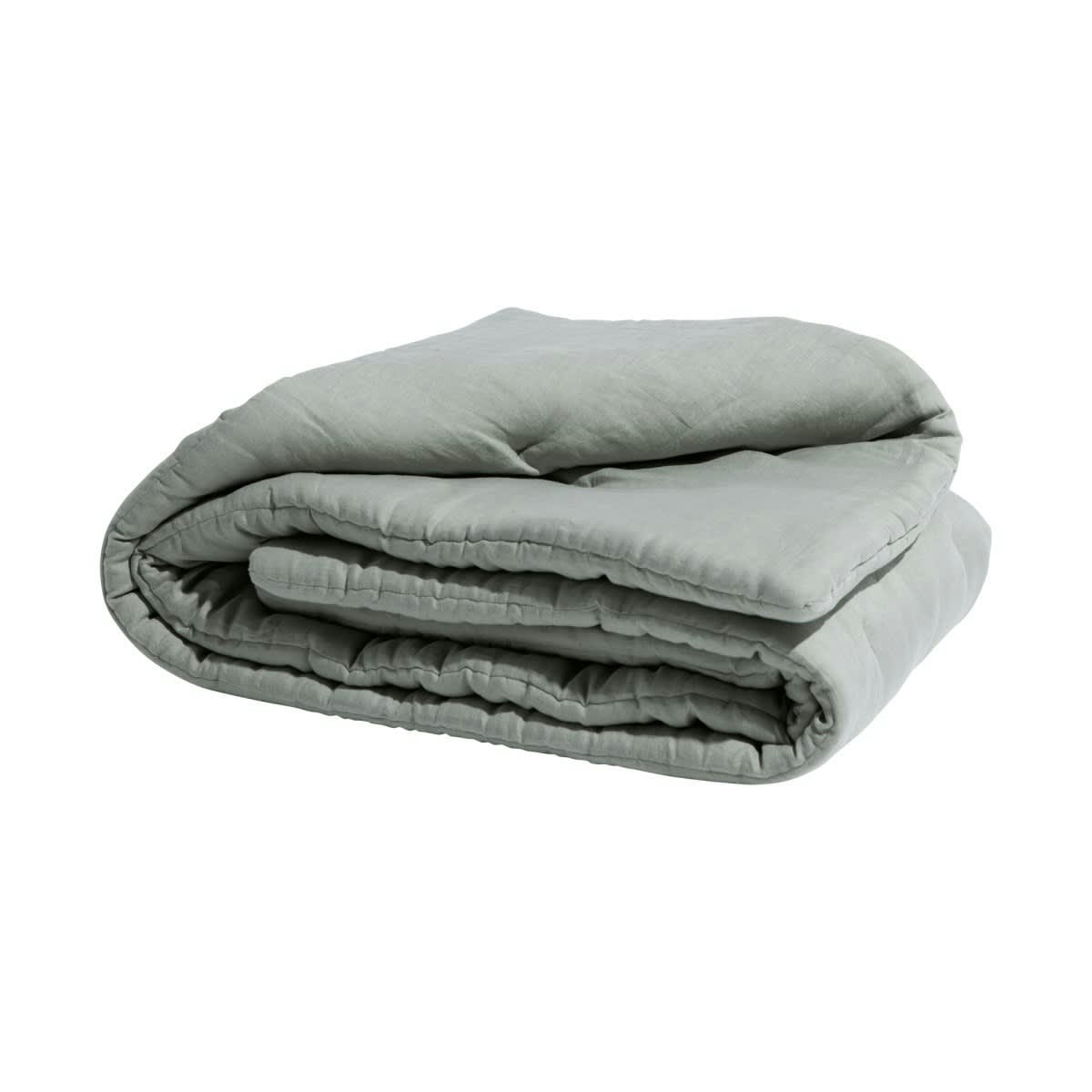 LES ESSENTIELS - Edredon en lin lavé vert d'eau 90x190