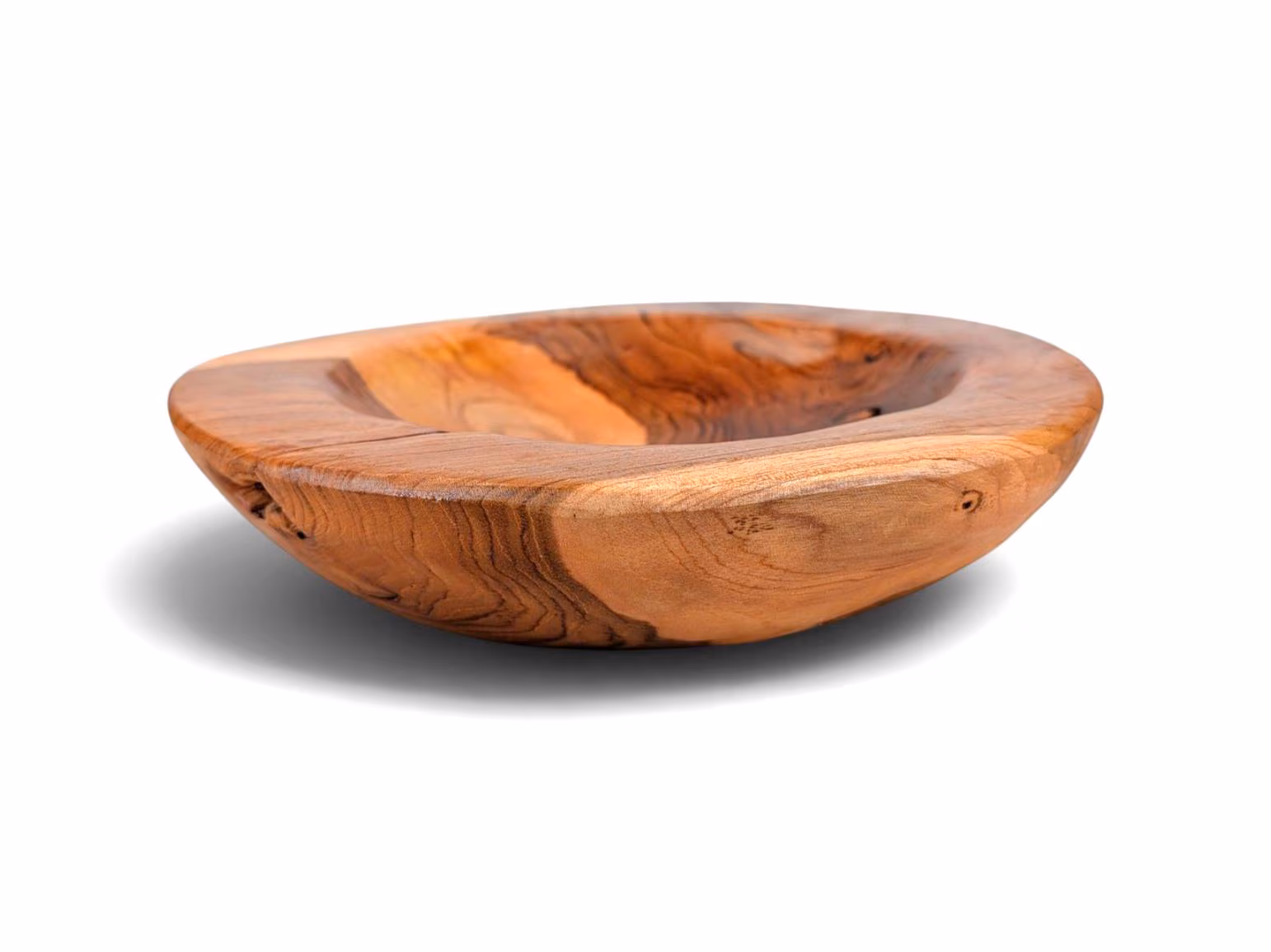 Raw-Edge Teak Fruit Bowl | Hand-Carved Fruit Bowl | Organic-Shape Fruit Bowl