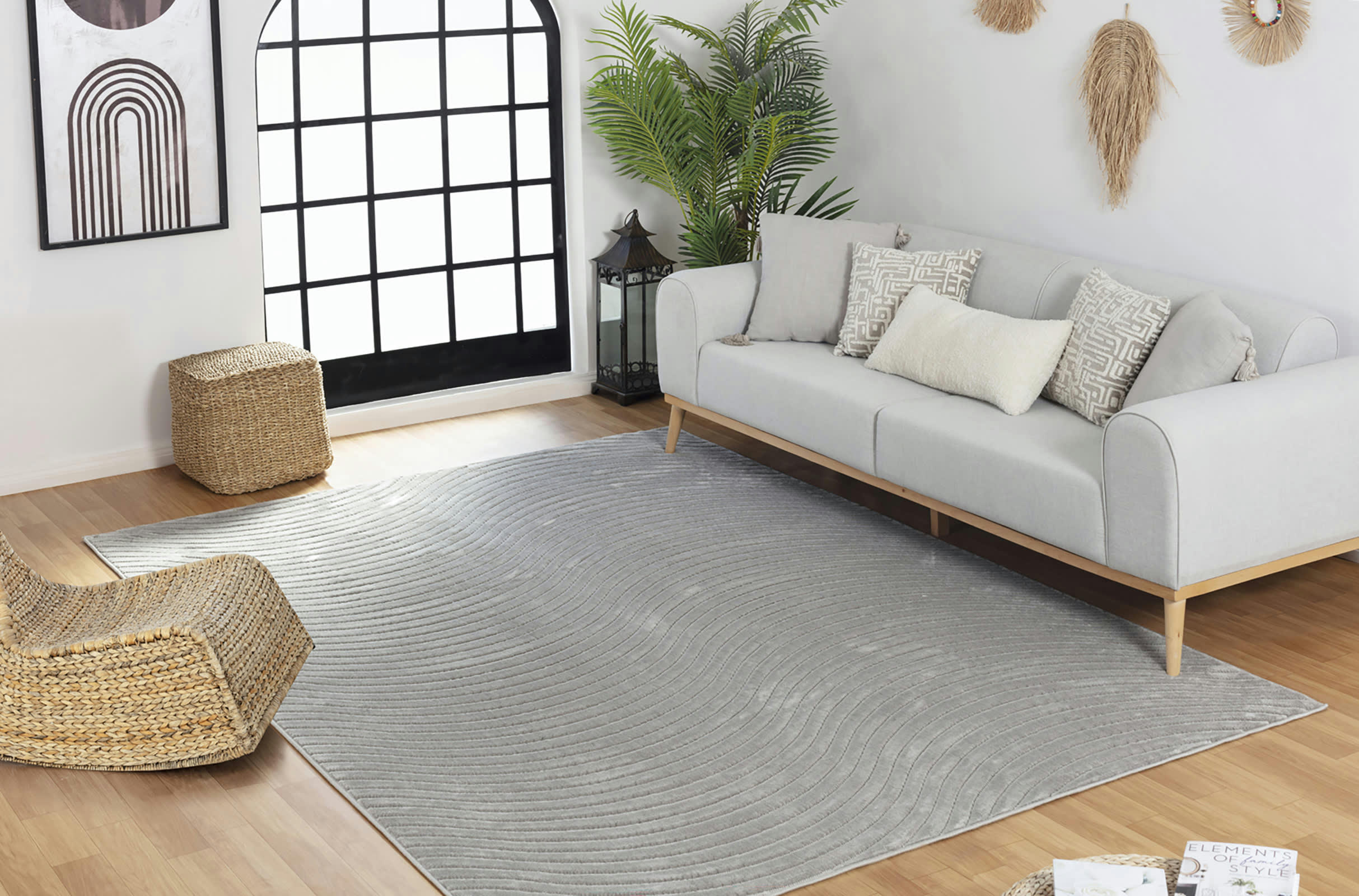 AYUMI - Tapis d'Intérieur/d'Extérieur Hygge Gris 80x150