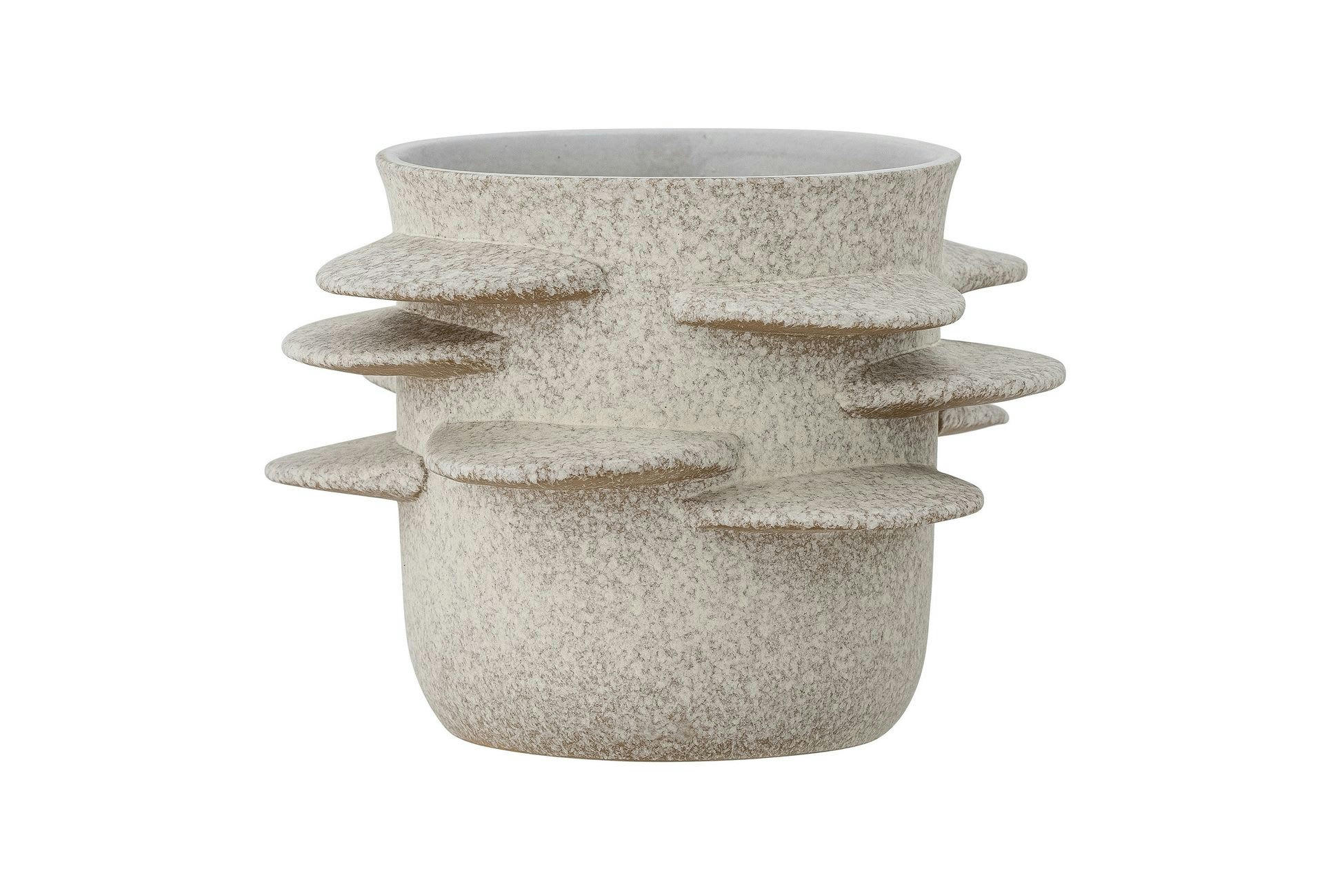 HEROLD - Pot de fleurs en grès blanc cassé H15cm