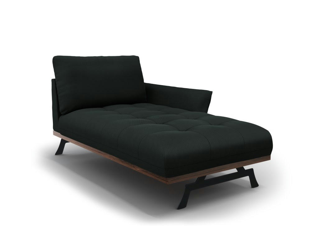 OLIVIER - Méridienne 1 place en tissu structuré noir