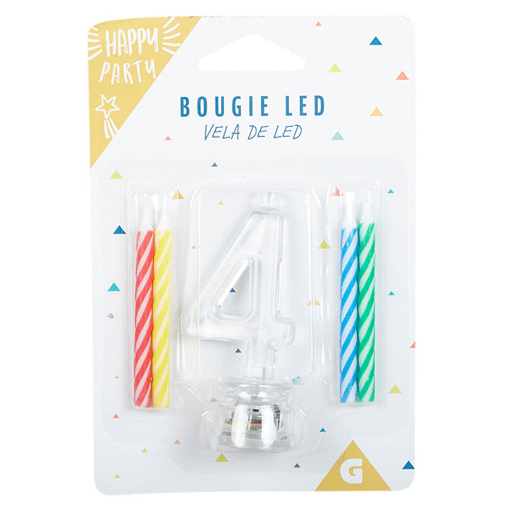 Bougie anniversaire lumineuse à led chiffre 4