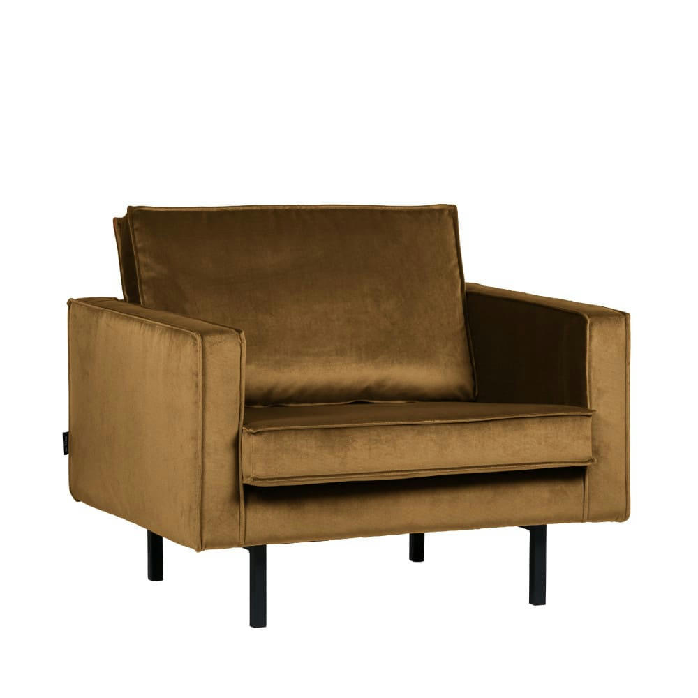 BRONCO - Fauteuil vintage en velours bronze