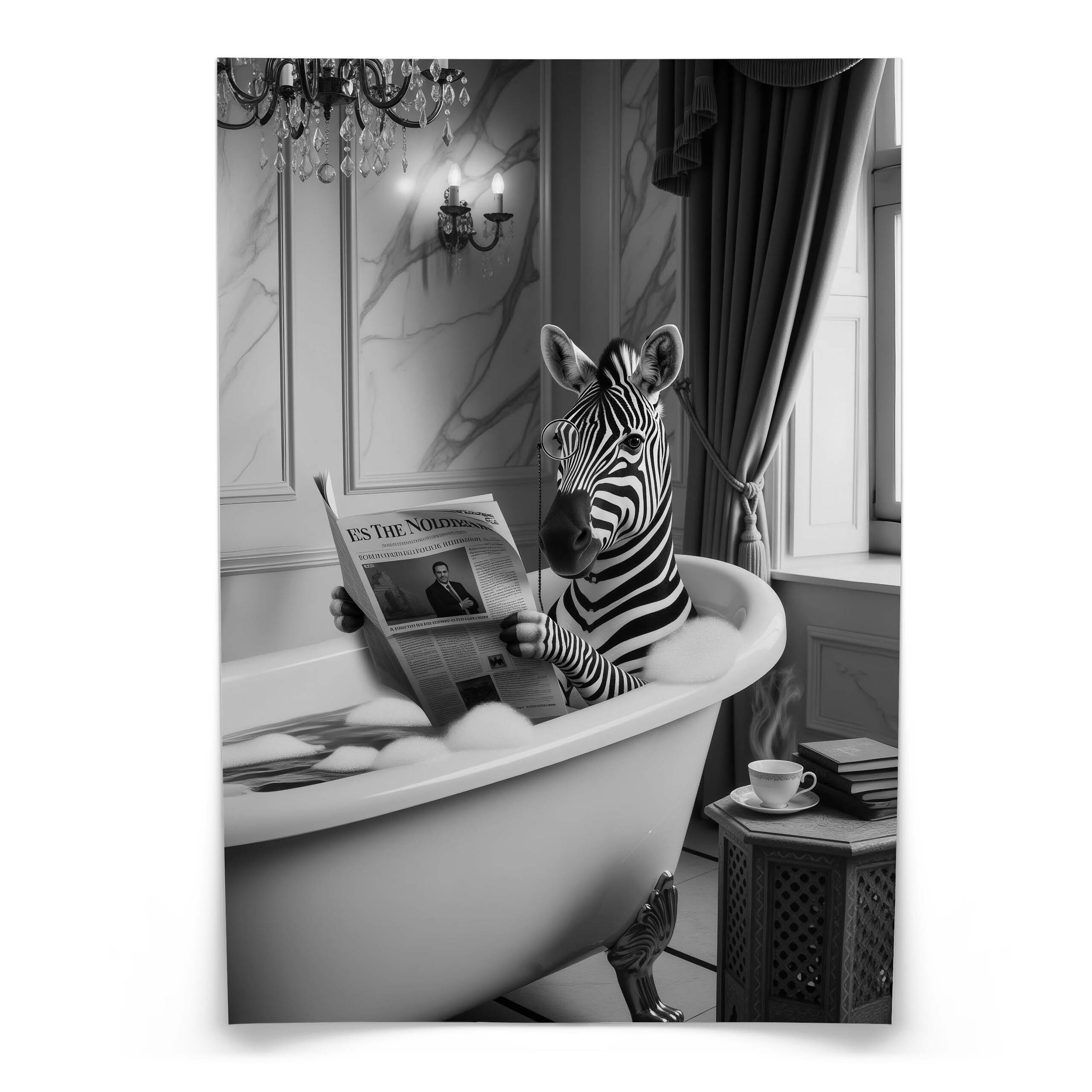Plakat Zebra w wannie 20x30cm