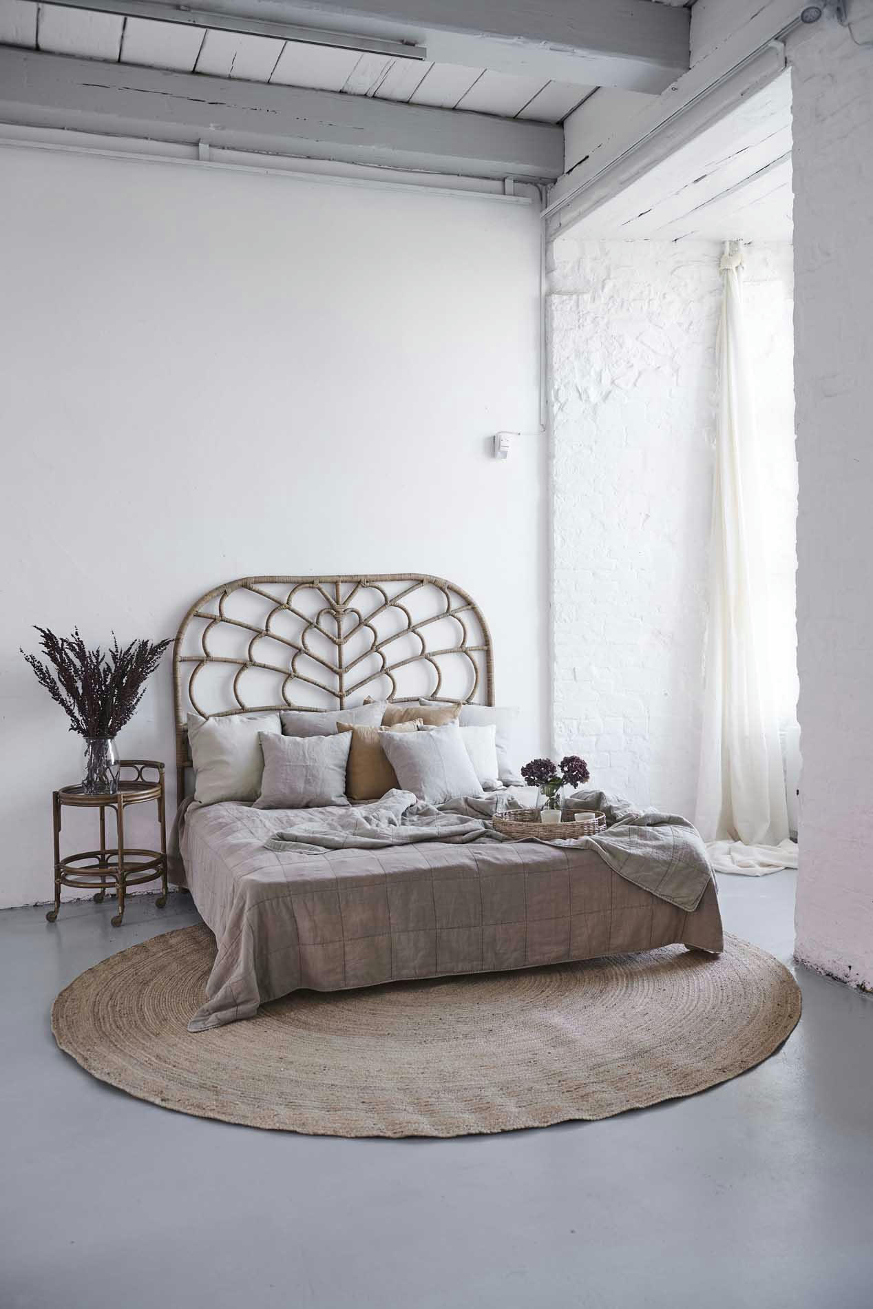 CELIA - Tête de lit en rotin L.180cm antique