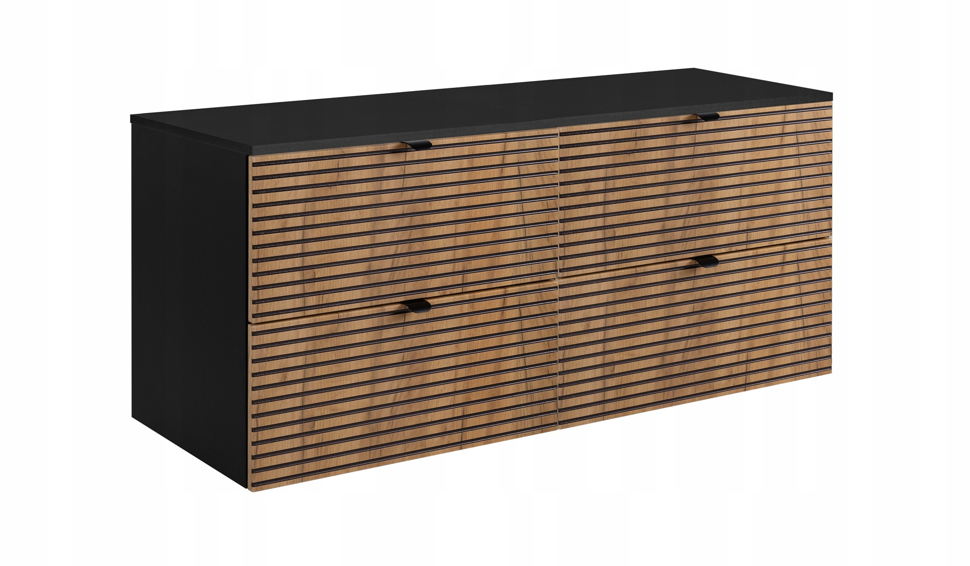 Szafka Pod UMYWALKĘ 120 cm CZARNA BLAT FREZOWANA 2S AURA