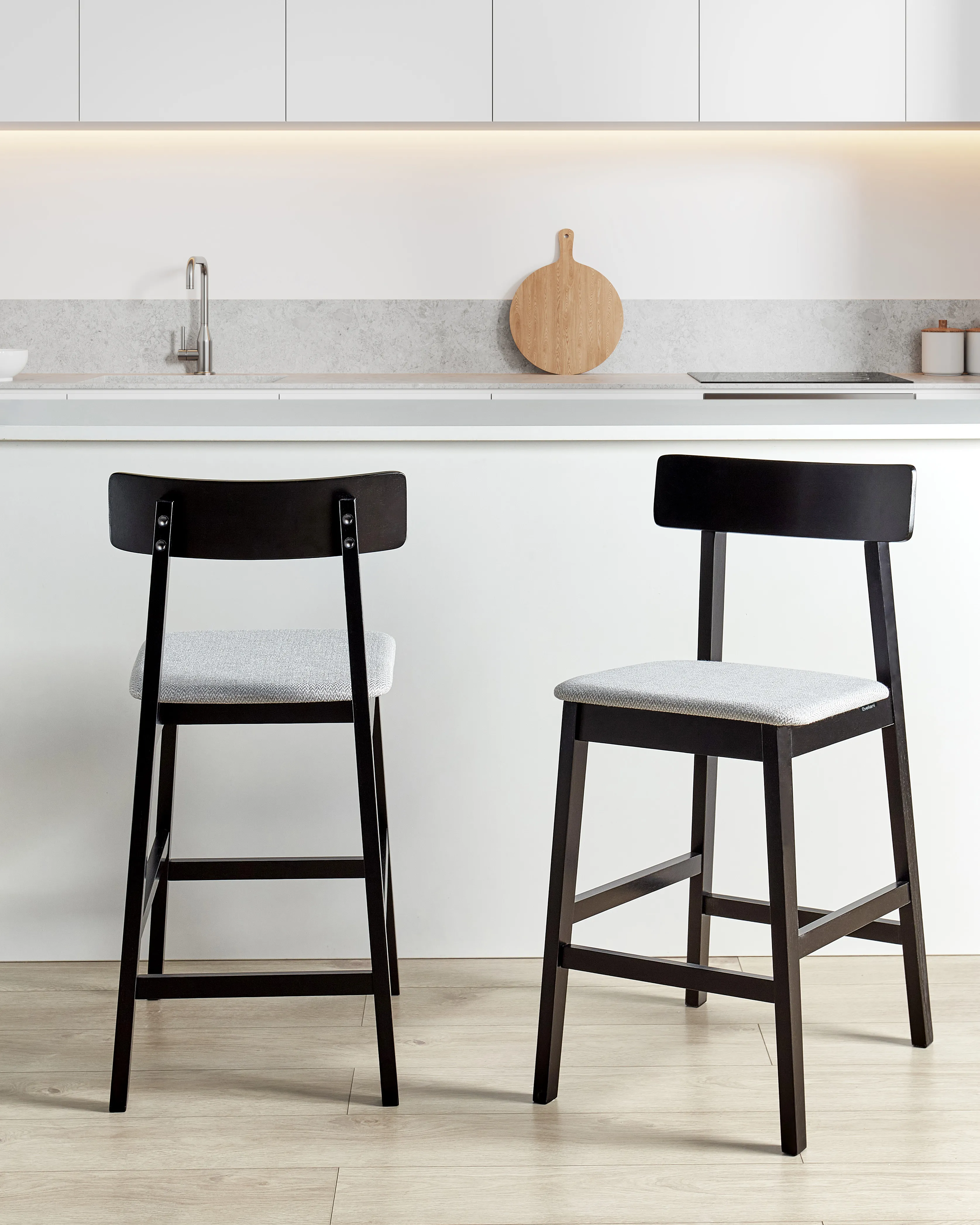 Set of 2 Bar Chairs ISANTI Wood Black/ Grey