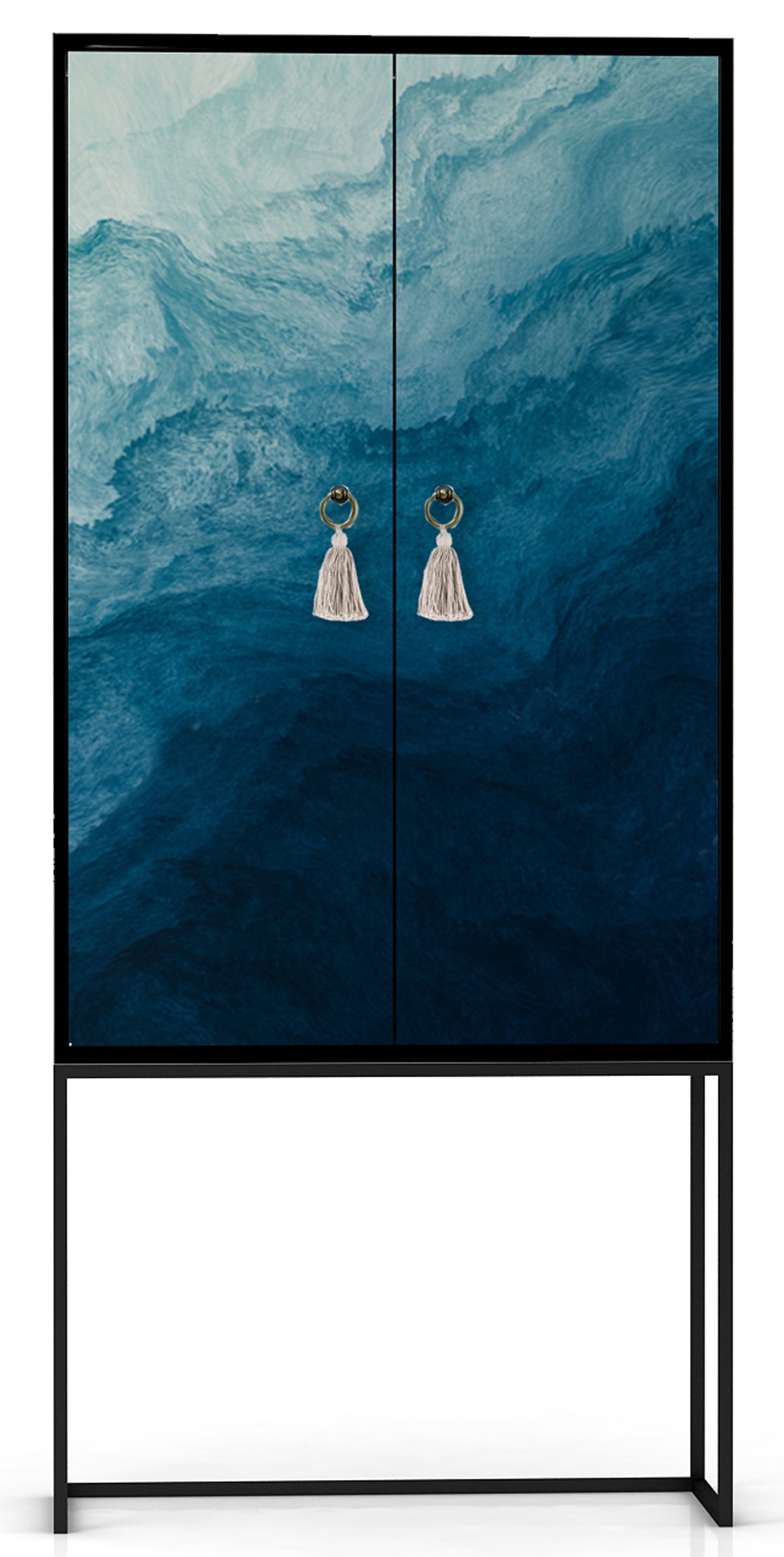 Kast dressoir met 2 deuren van MDF met Blauwe oceaan patroon