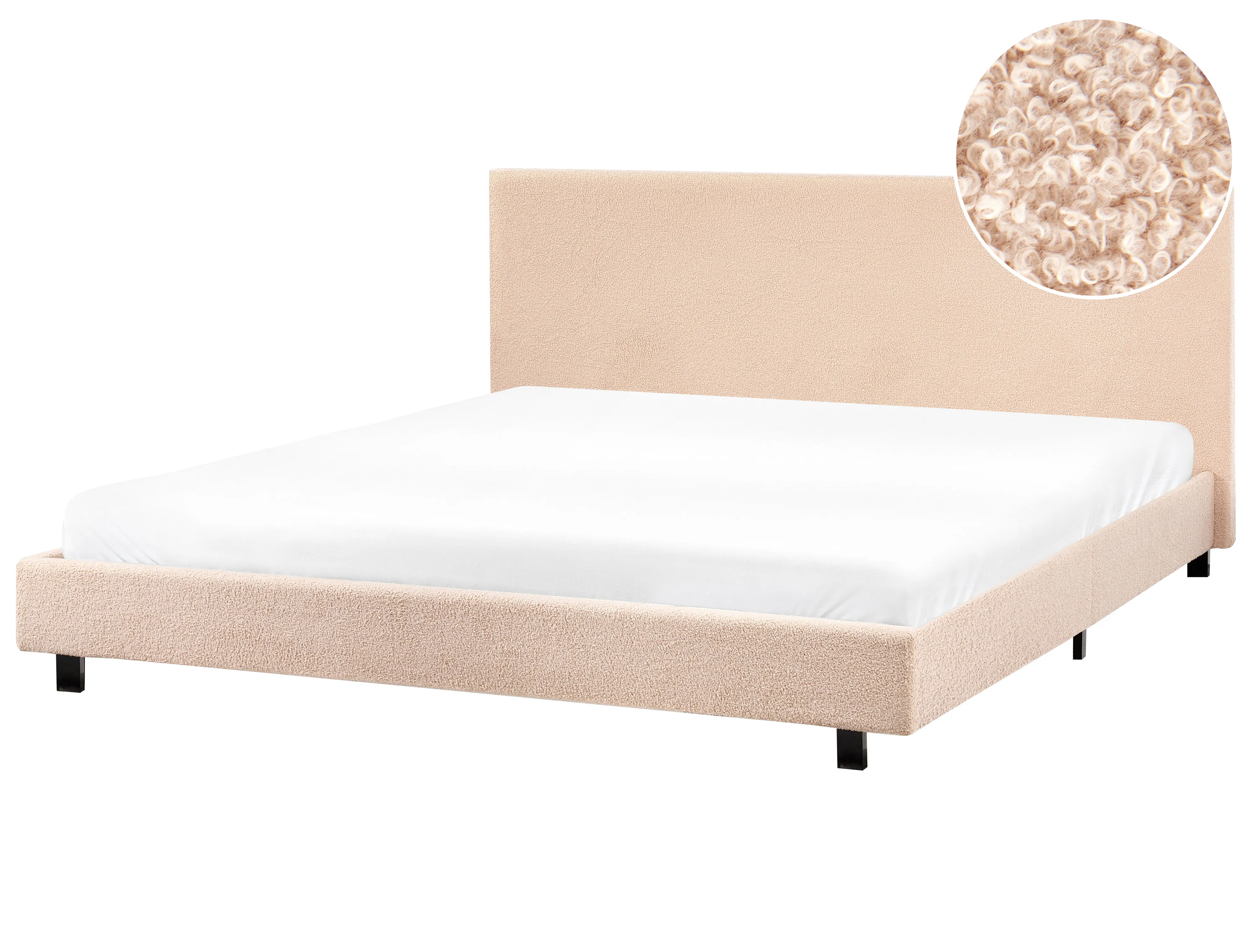 Bed Boucle ALBI 180 x 200 cm (EU Super King) Beige