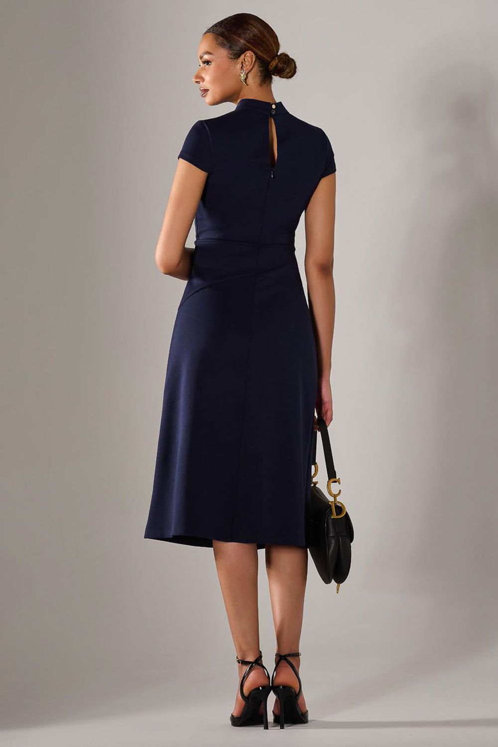 Jolie Moi Ponte Cap Sleeve Midi Dress