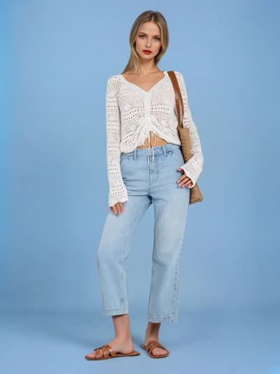 Jeansy cropped straight