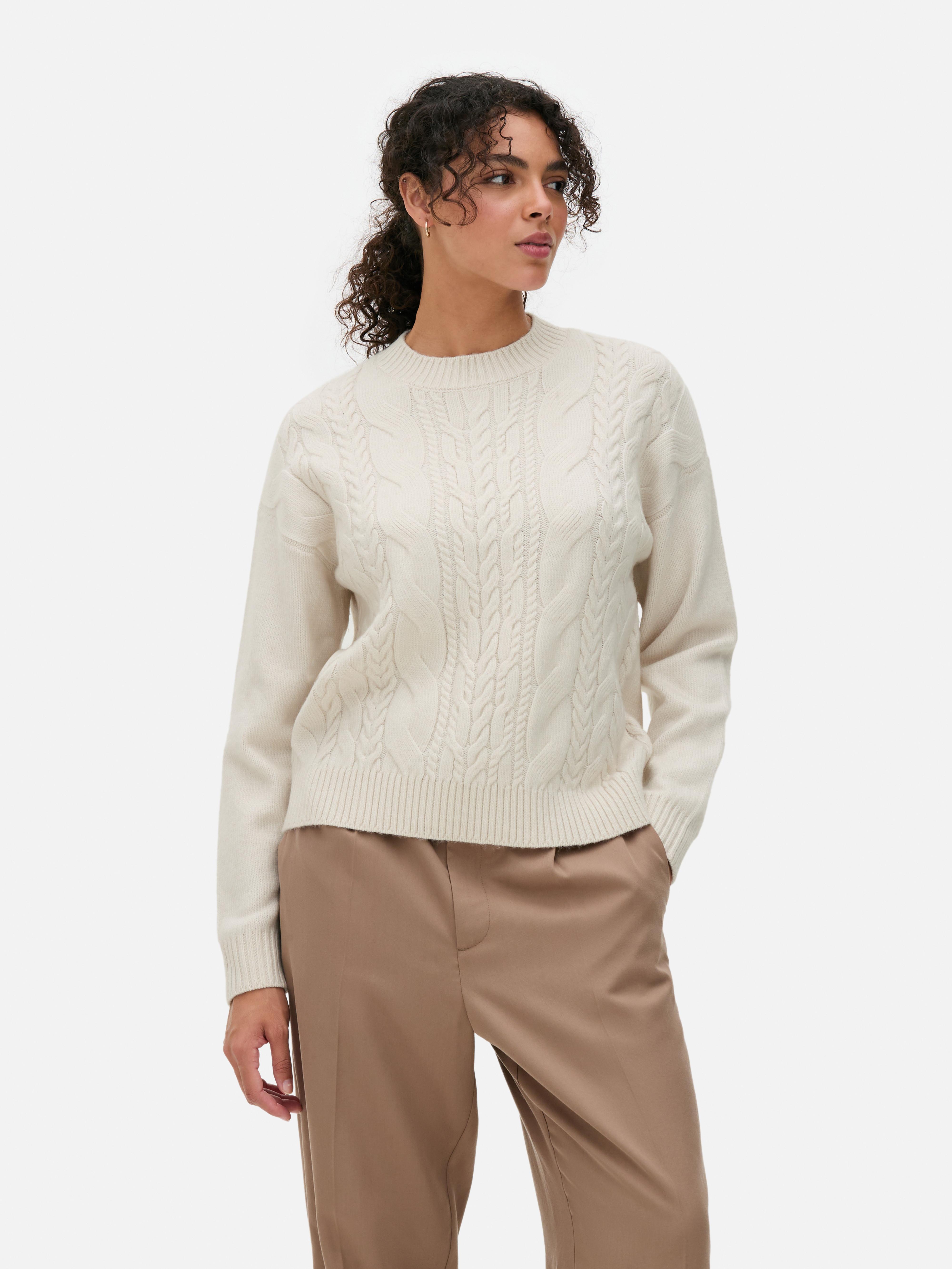 Crew Neck Cable Knit Sweater